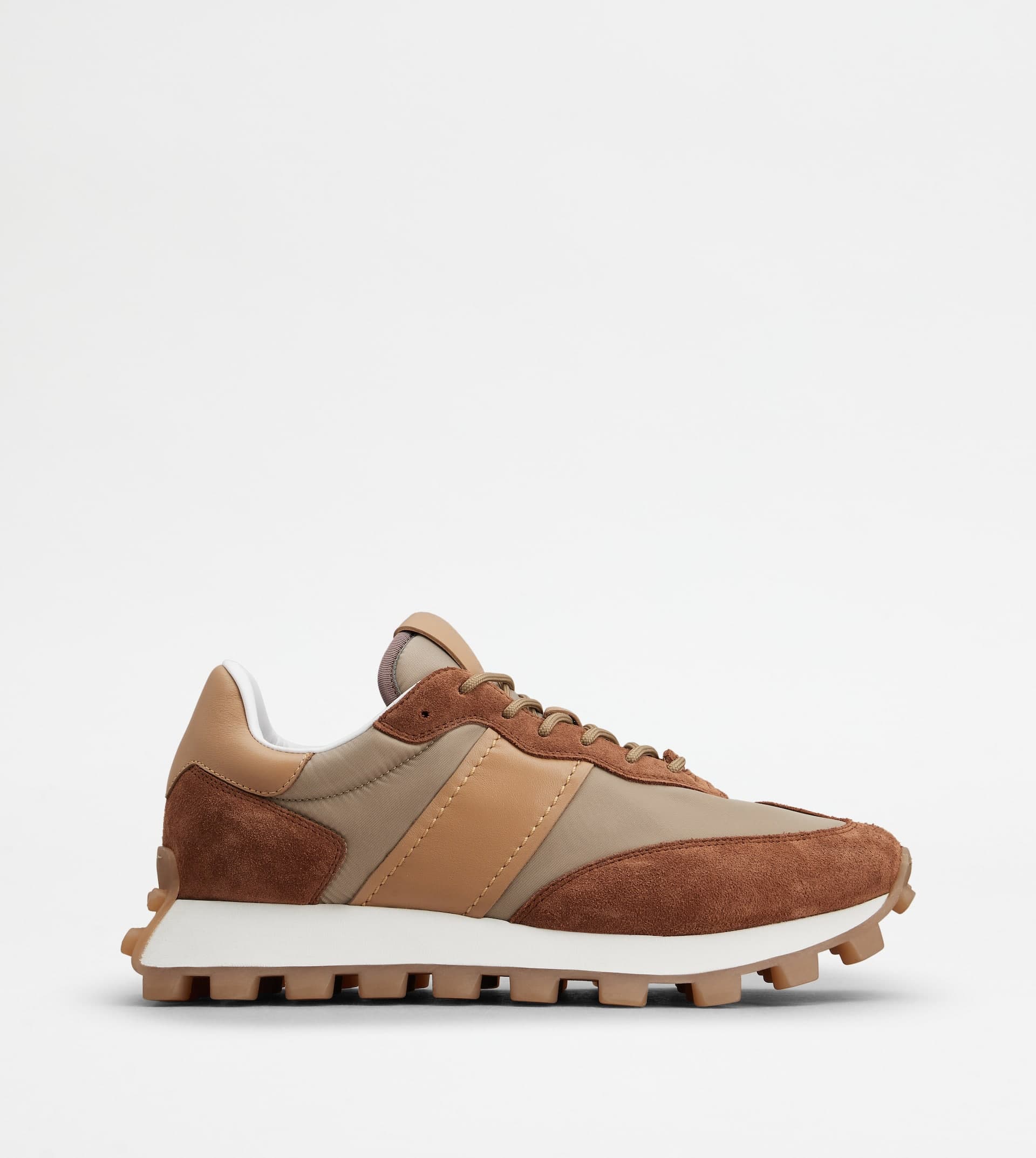 Sneakers Tod's 1T in Suede and Fabric — Brown, Beige — XXM25K0FL90PQ4FEWG