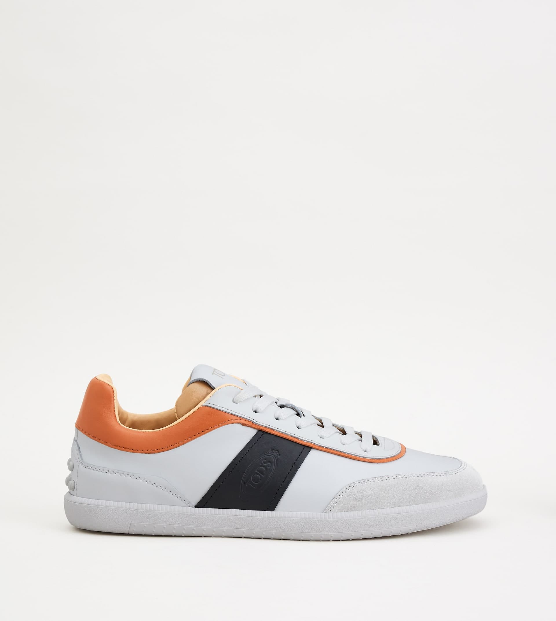 Tabs Sneakers in Leather — White, Black, Orange — XXM68C0DP30OV60XNF