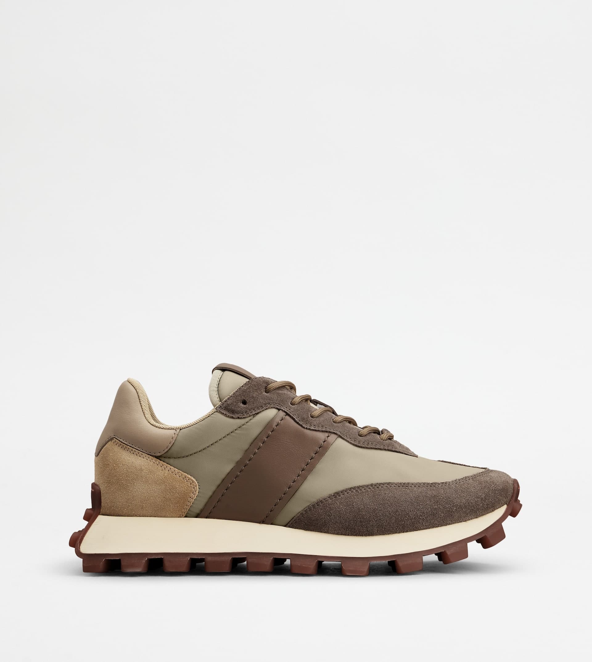 Sneakers Tod's 1T in Suede and Fabric — Brown, Off white — XXM25K0FL90PQ4BI62