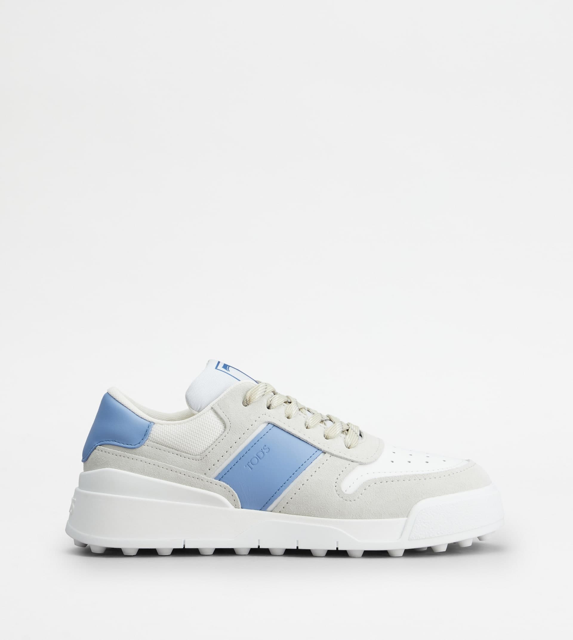 Sneakers in Suede and Smooth Leather — White, Blue — XXM51K0GH50CLT56FR