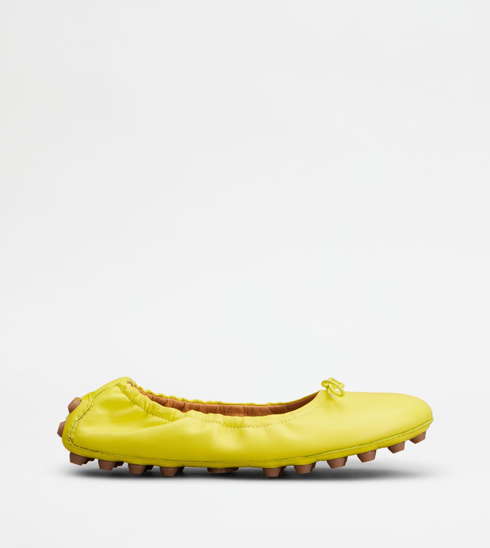 Bubble Ballerinas in Leather — Yellow, Brown — XXW76K0HD20SOMG208