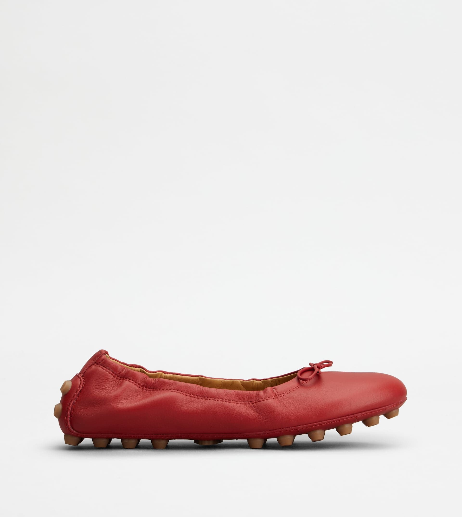 Bubble Ballerinas in Leather — Red, Brown — XXW76K0HD20MIDR021