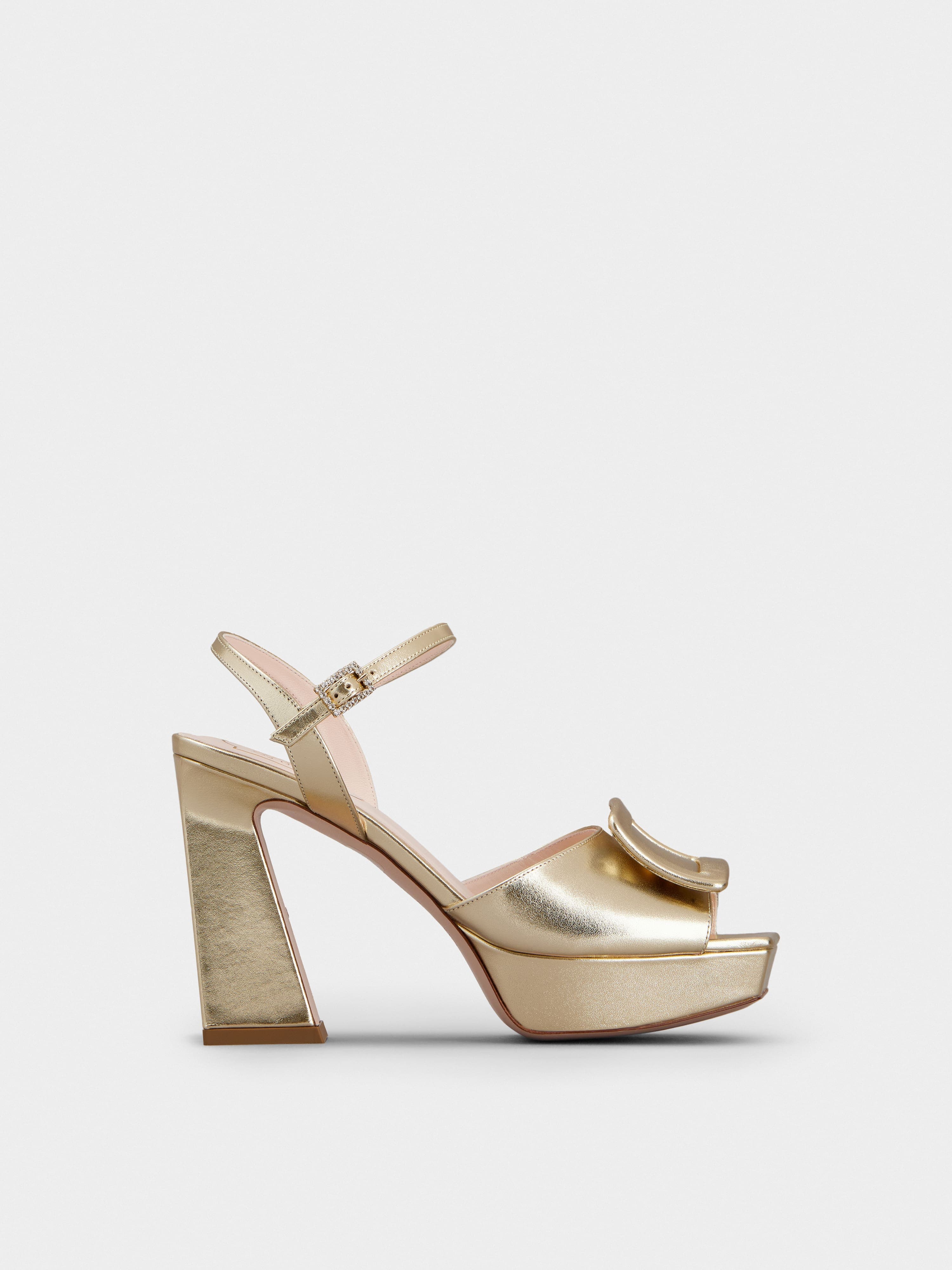 Covered Buckle Platform Sandals in Nappa Leather — RVW69935110KACG005