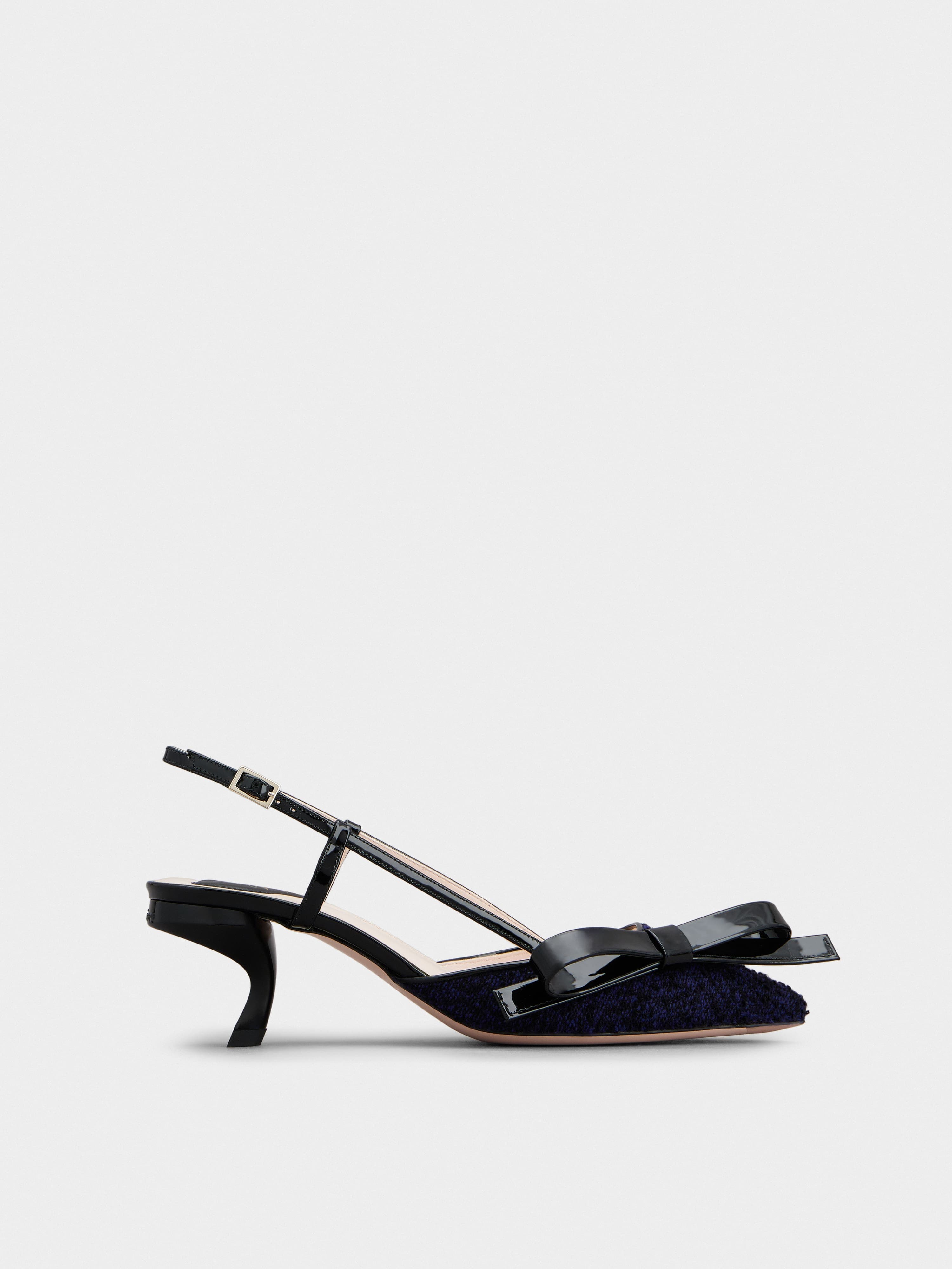 Virgule Bow Slingback Pumps in Fabric — RVW63836510SKJ073F