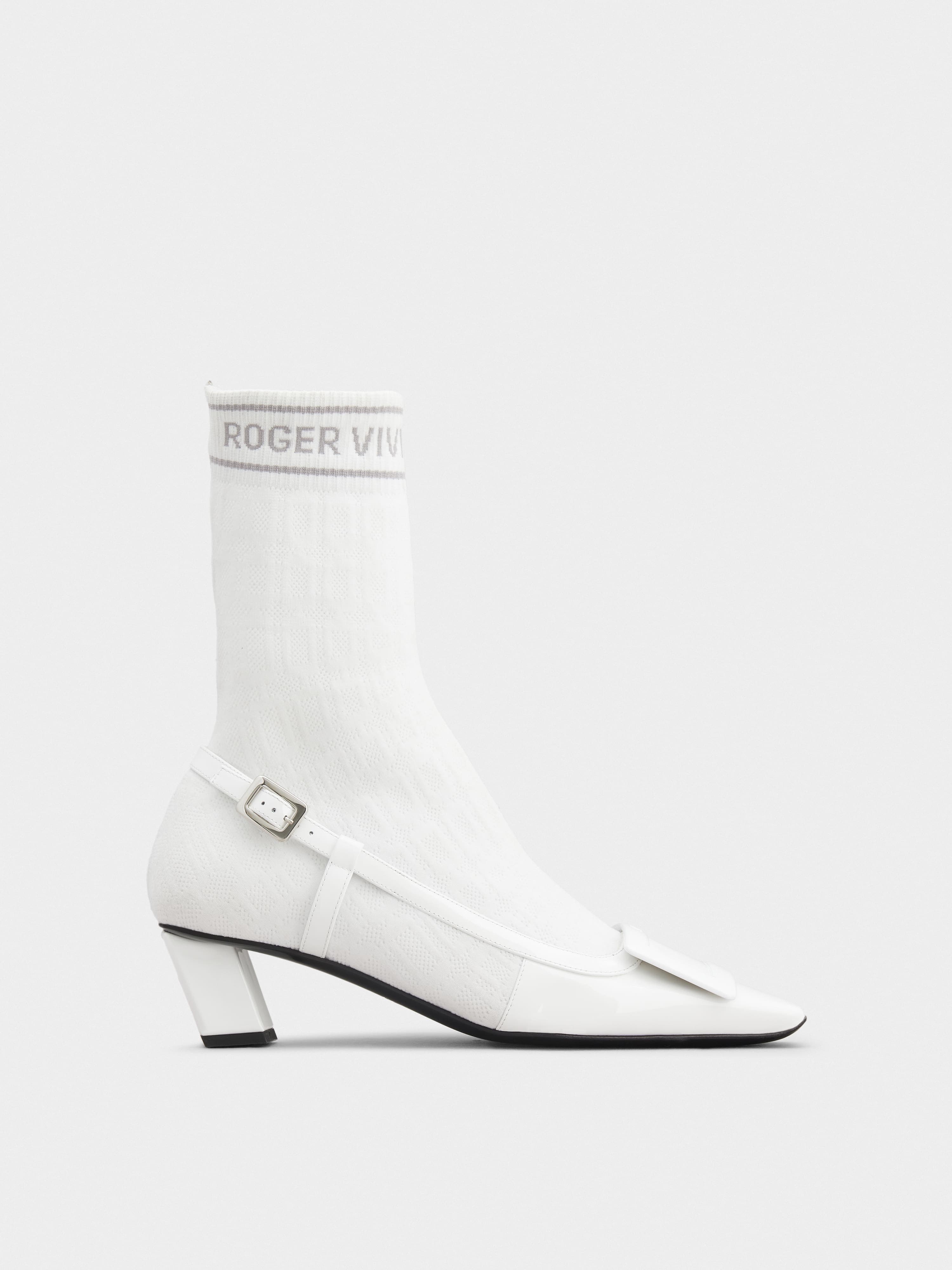 Belle Vivier Sock Lacquered Buckle Ankle Boots in Patent Leather — RVW00636240S6ZB001