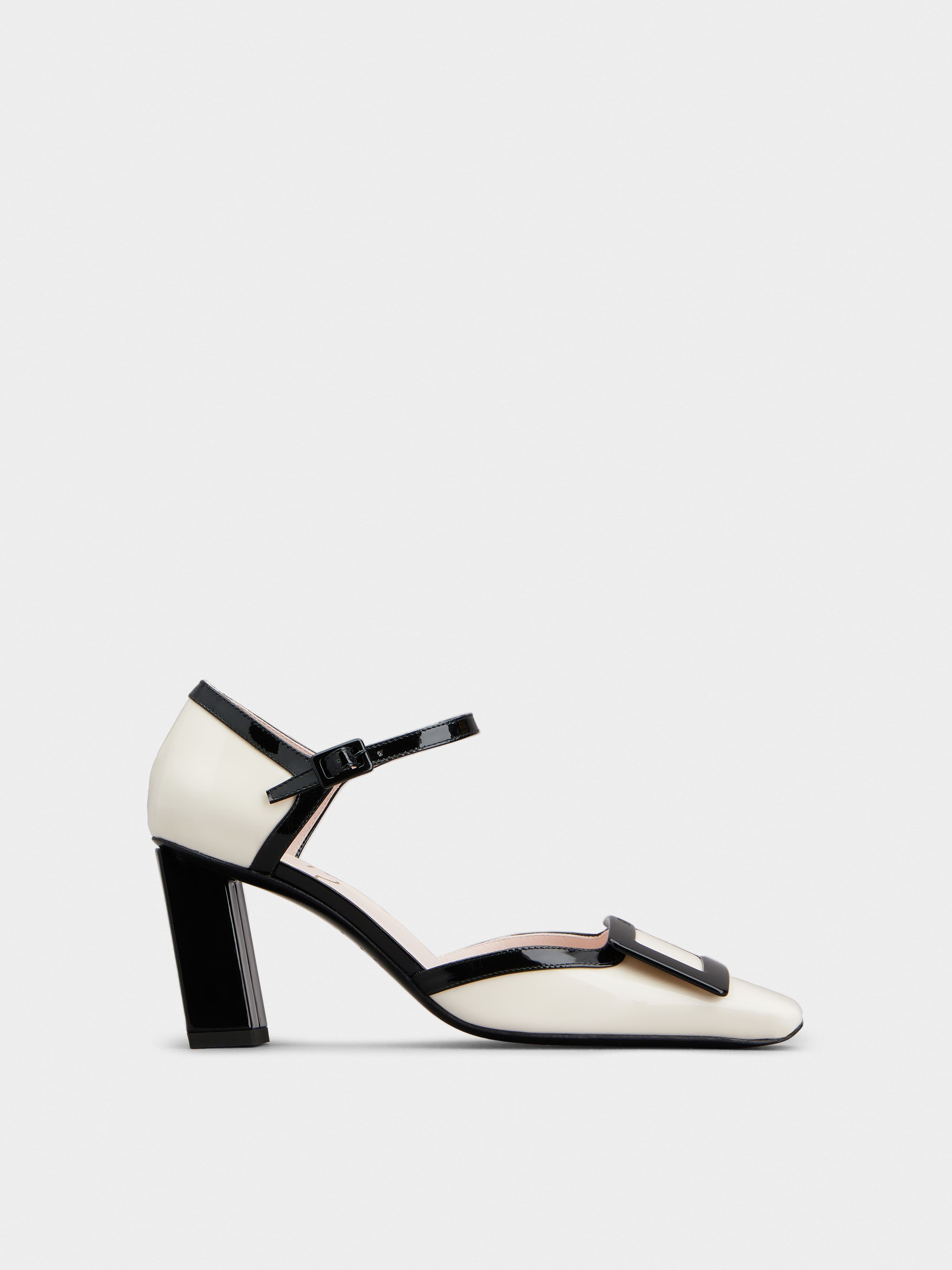Belle Vivier Lacquered Buckle Dorsay Pumps in Patent Leather — RVW71335990D1P0H62