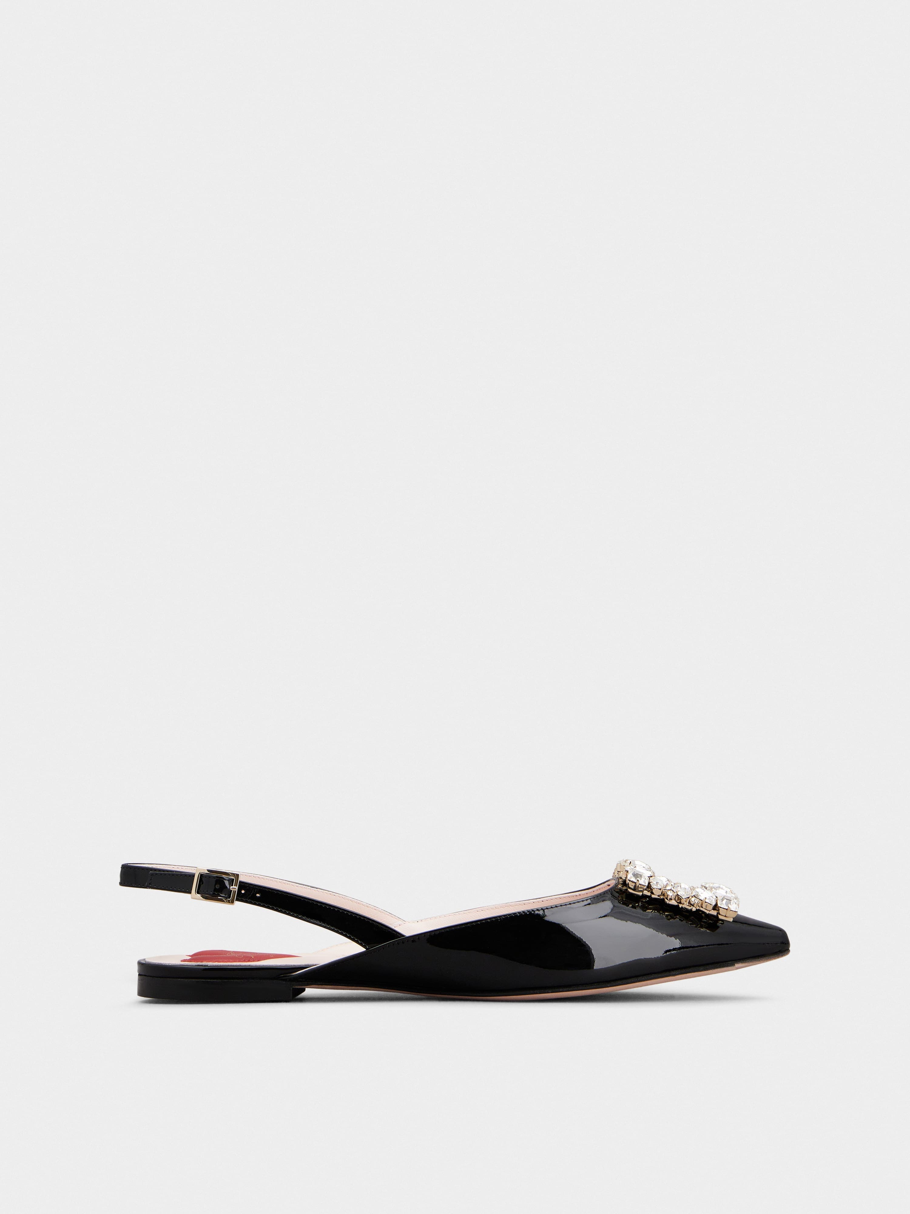 Strass Buckle Slingback Ballerinas in Patent Leather — RVW50235540D1PB999