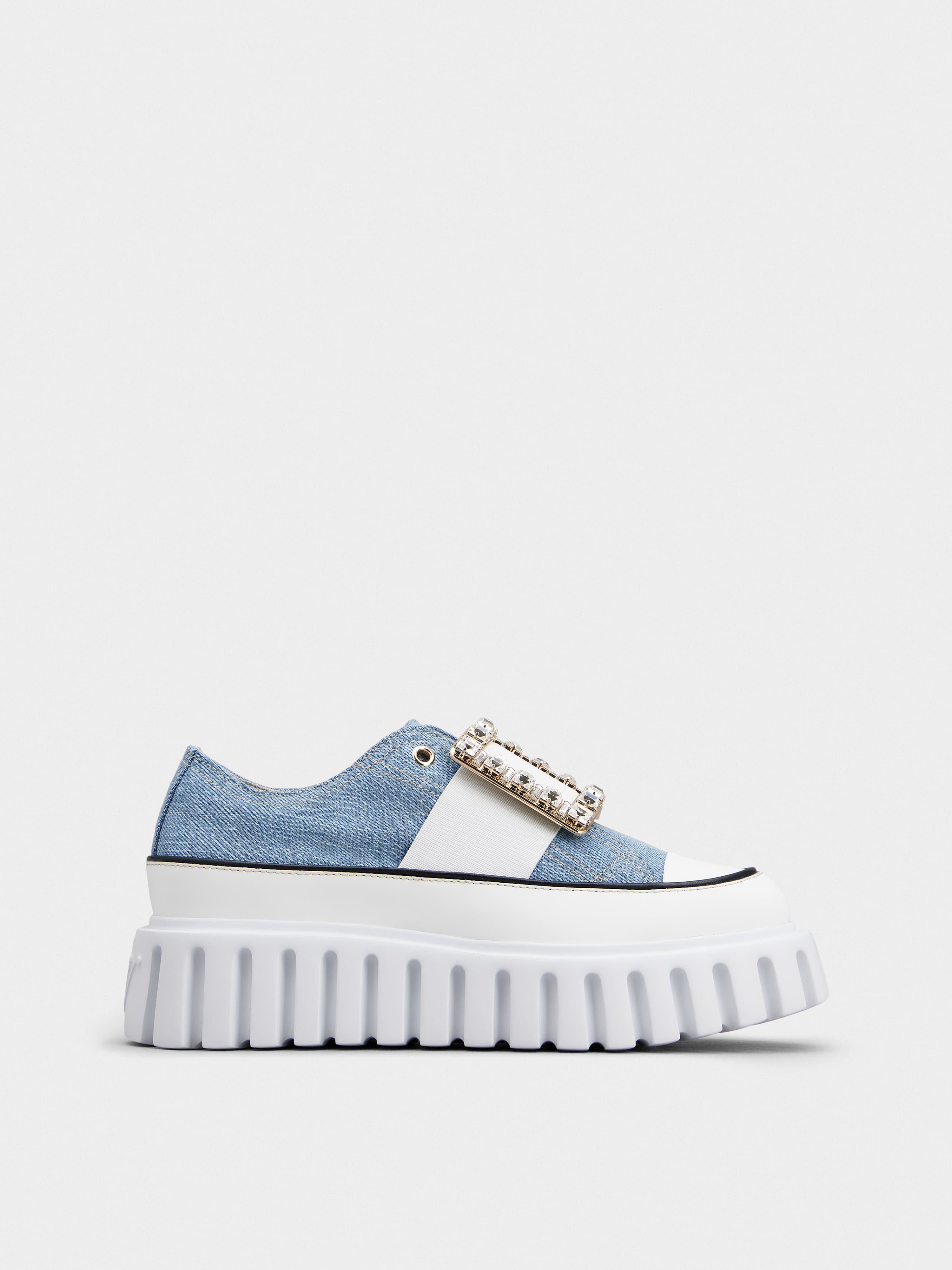 Viv' Go-Thick Strass Buckle Slip-on Sneakers in Denim — RVW64636320SEO0ERB