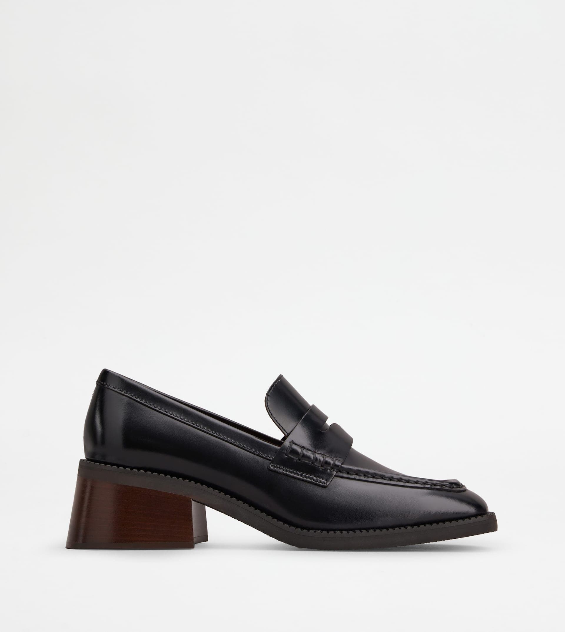 Heeled Loafers in Leather — Black — XXW48K0FX60SOOB999