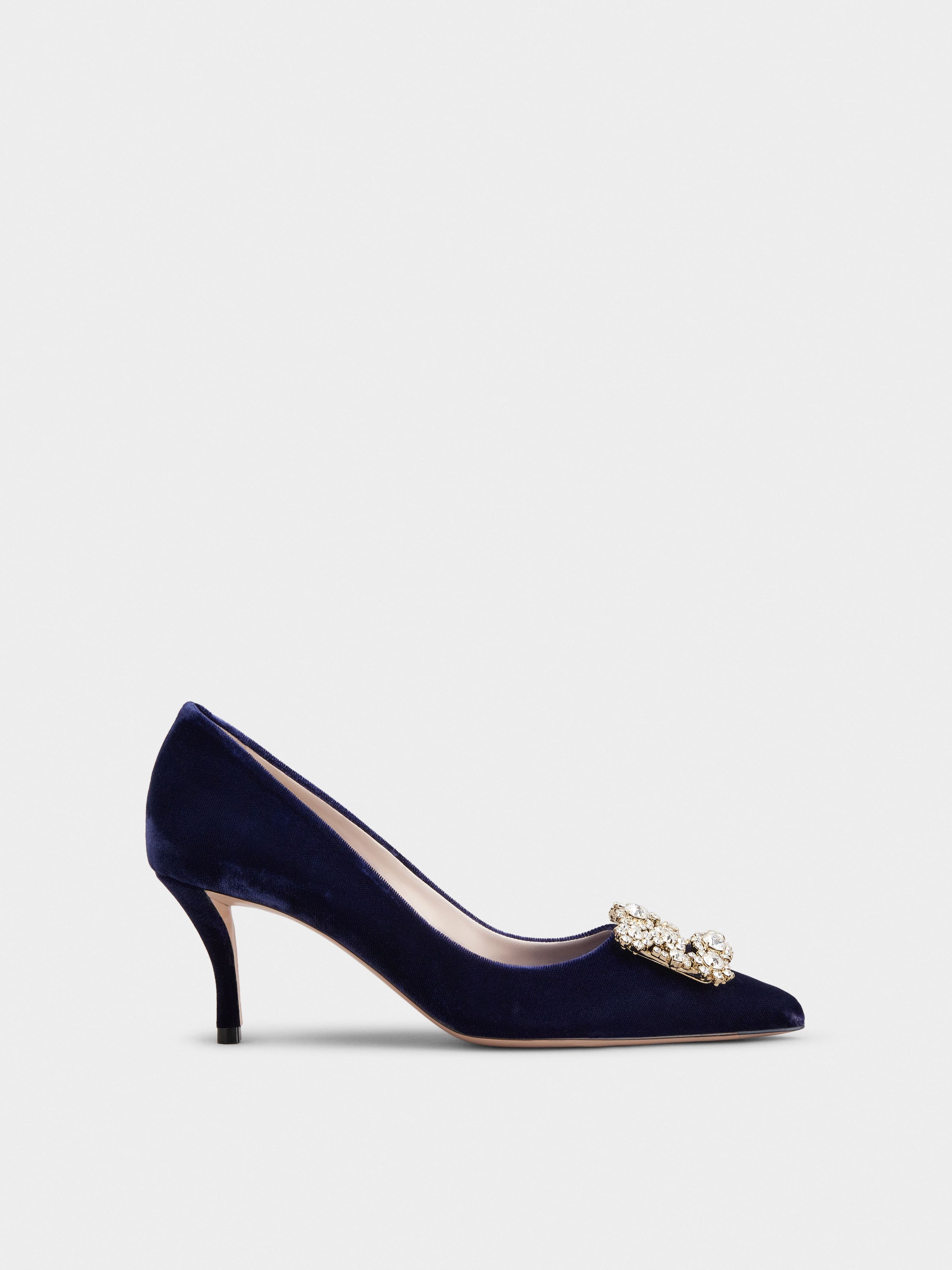 Flower Strass Buckle Pumps in Velvet — RVW41417620CFEU800