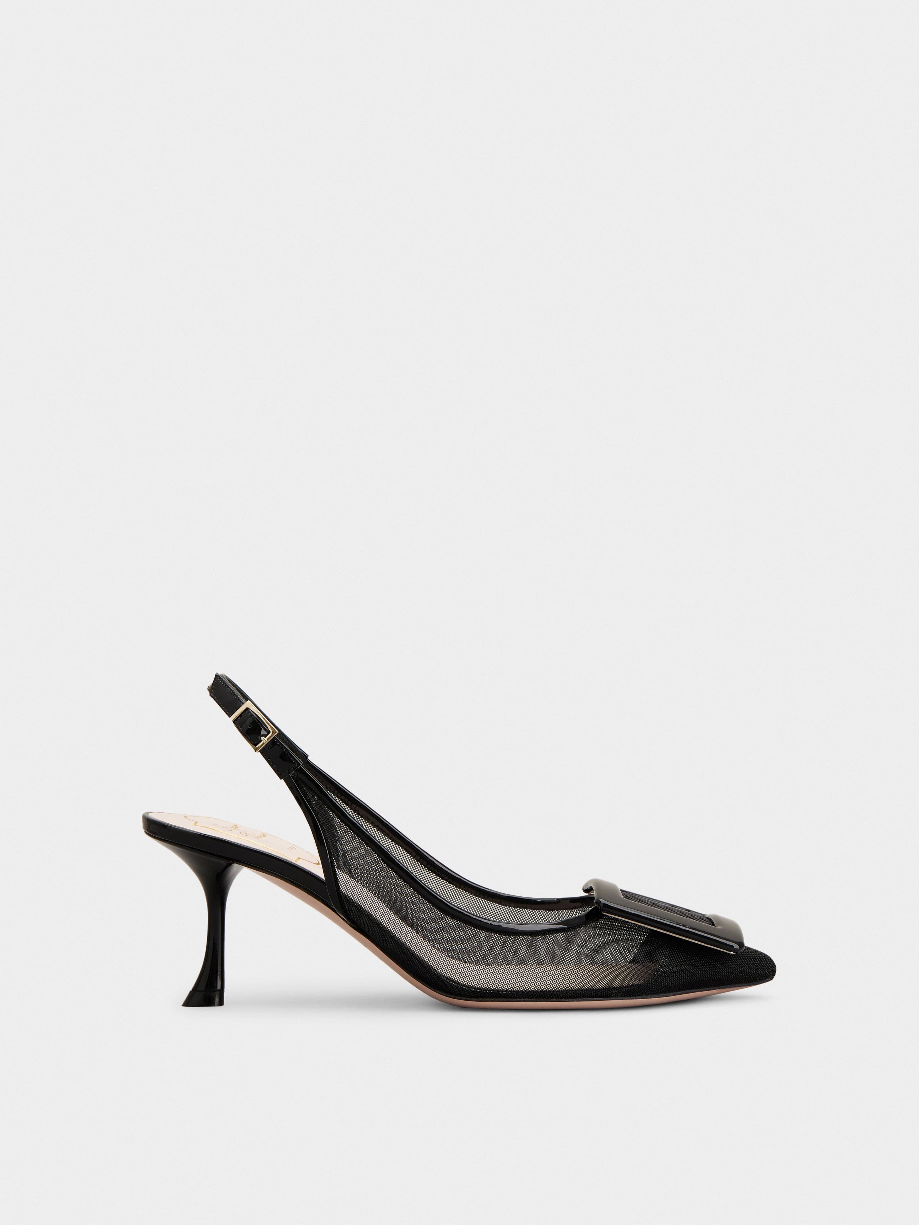 Viv' In The City Net Covered Buckle Slingback Pumps in Fabric — RVW61833540J9UB999