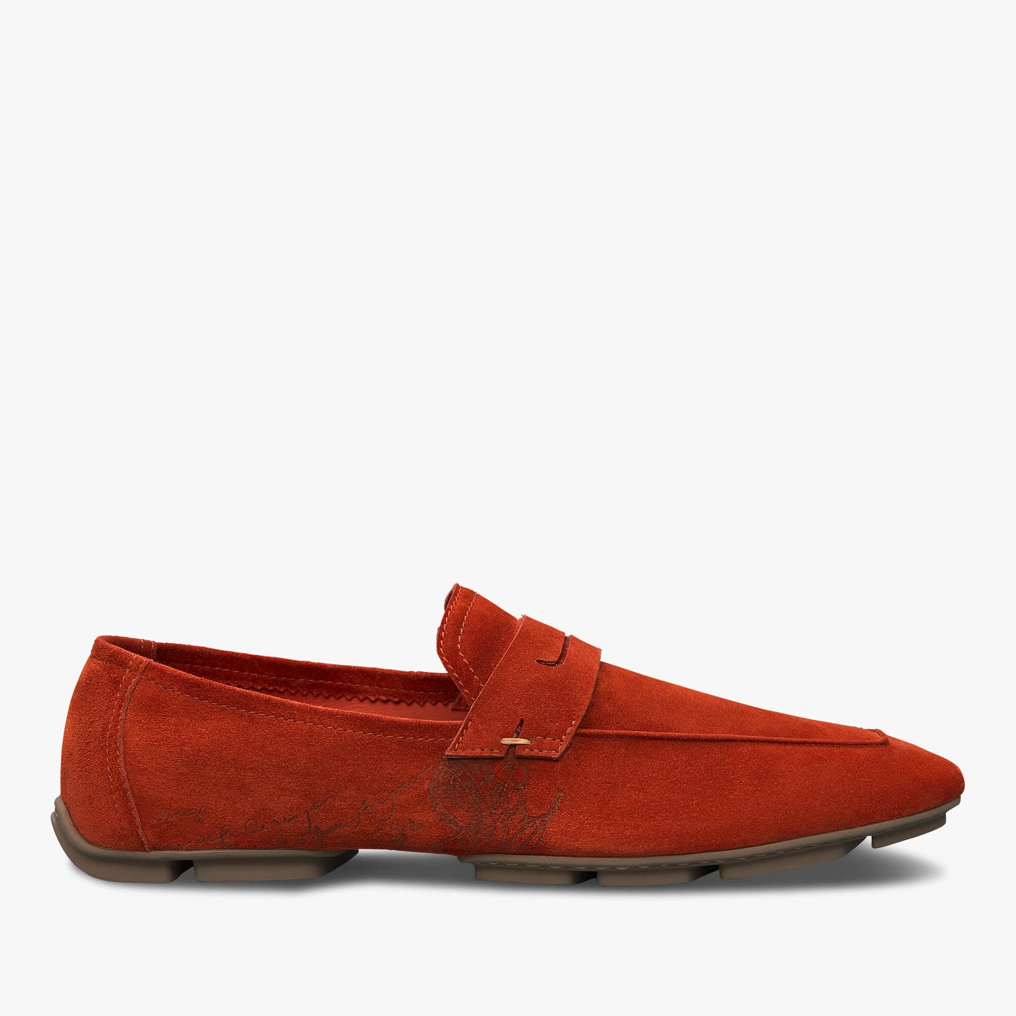Lorenzo Drive Scritto Camoscio Leather Loafer — 259384