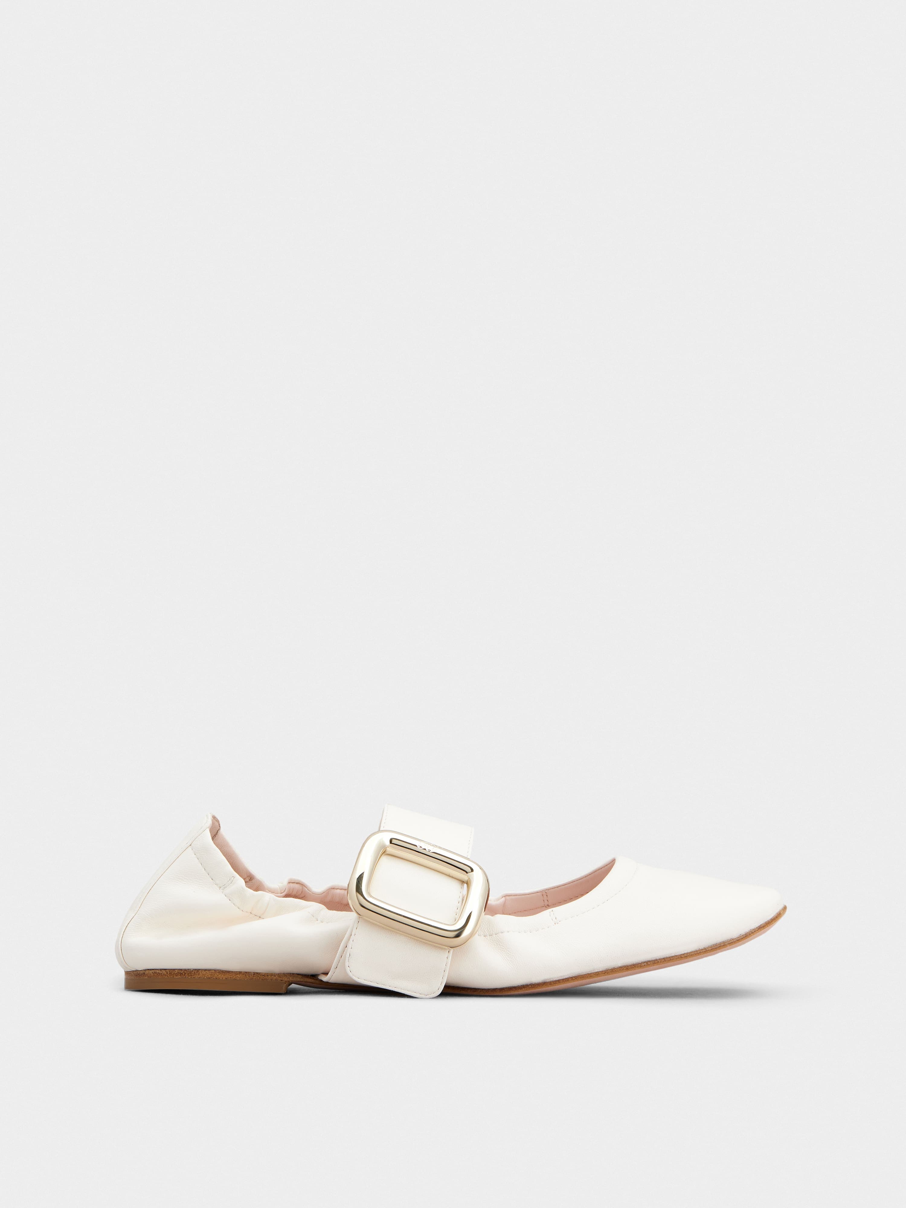 Viv' Choc Metal Buckle Babies Ballerinas in Leather — RVW7183690091TC019