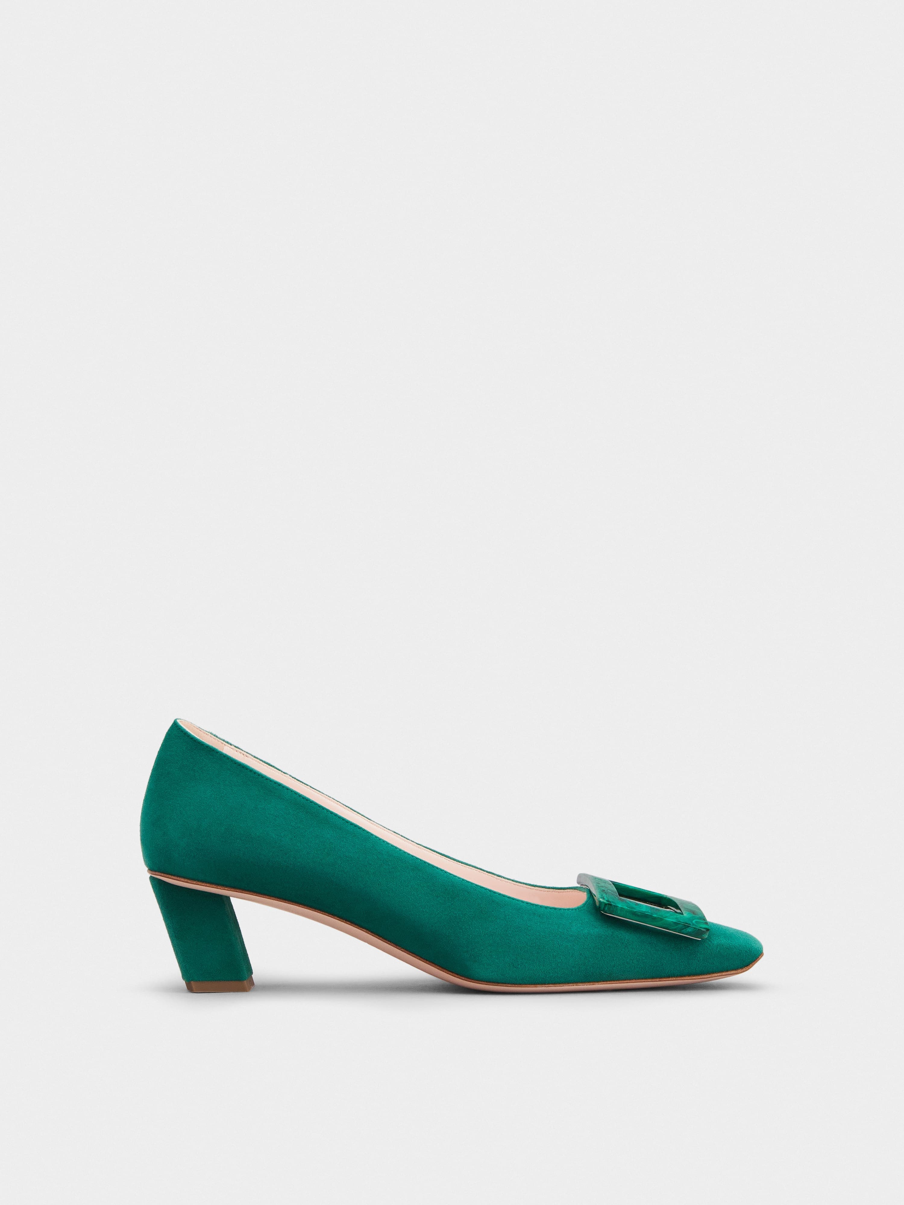 Belle Vivier Stone Buckle Pumps in Suede — RVW00631480HR0V418