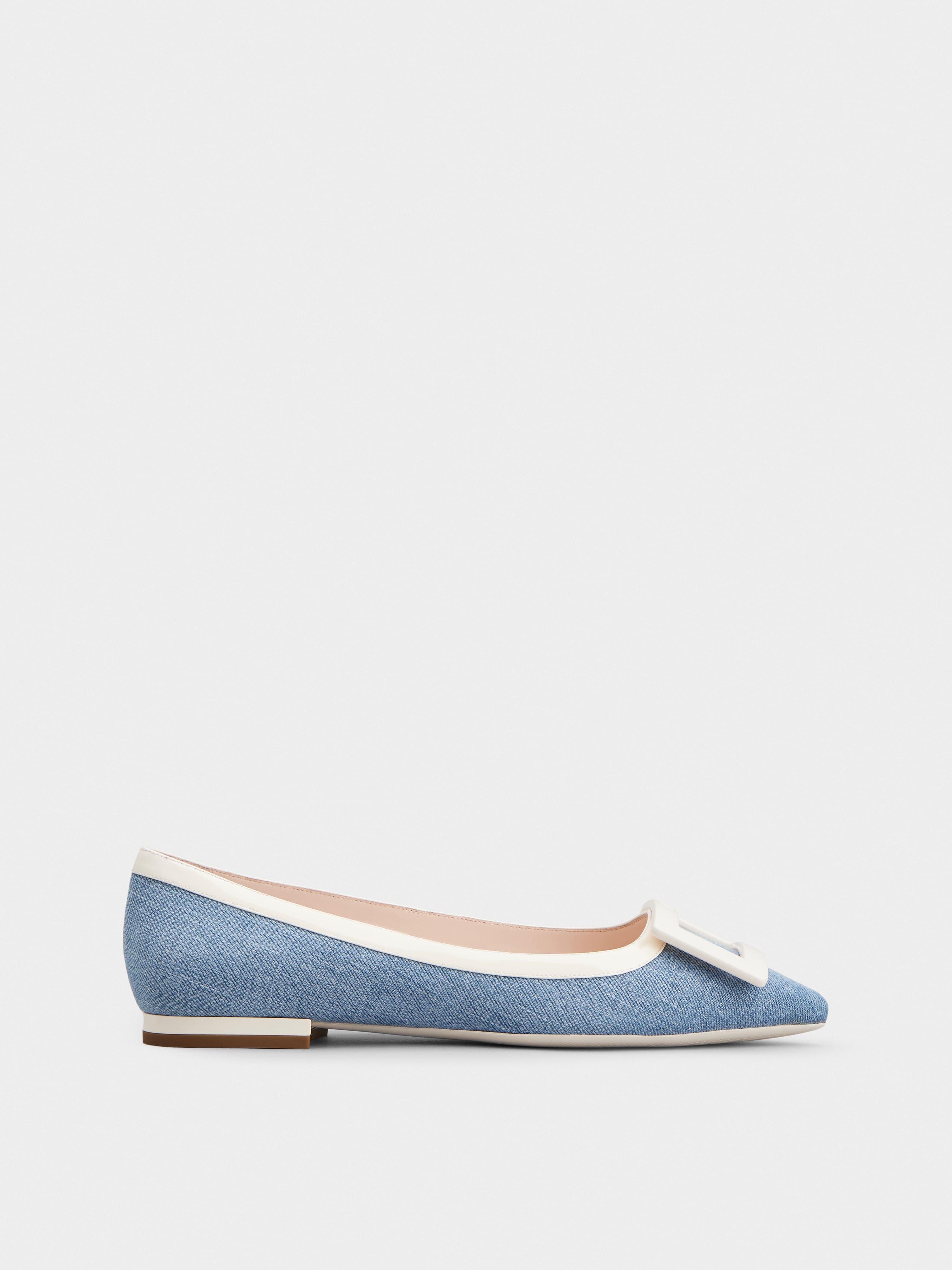 Gommettine Bicolor Lacquered Buckle Ballerinas in Denim — RVW575374103NZ1J60