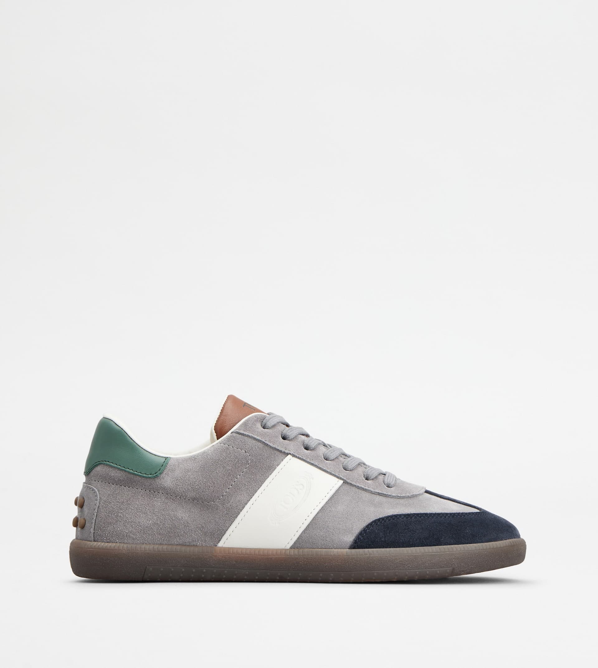 Tabs Sneakers in Suede — Blue, Grey, White — XXM68C0GC50TG8KU70