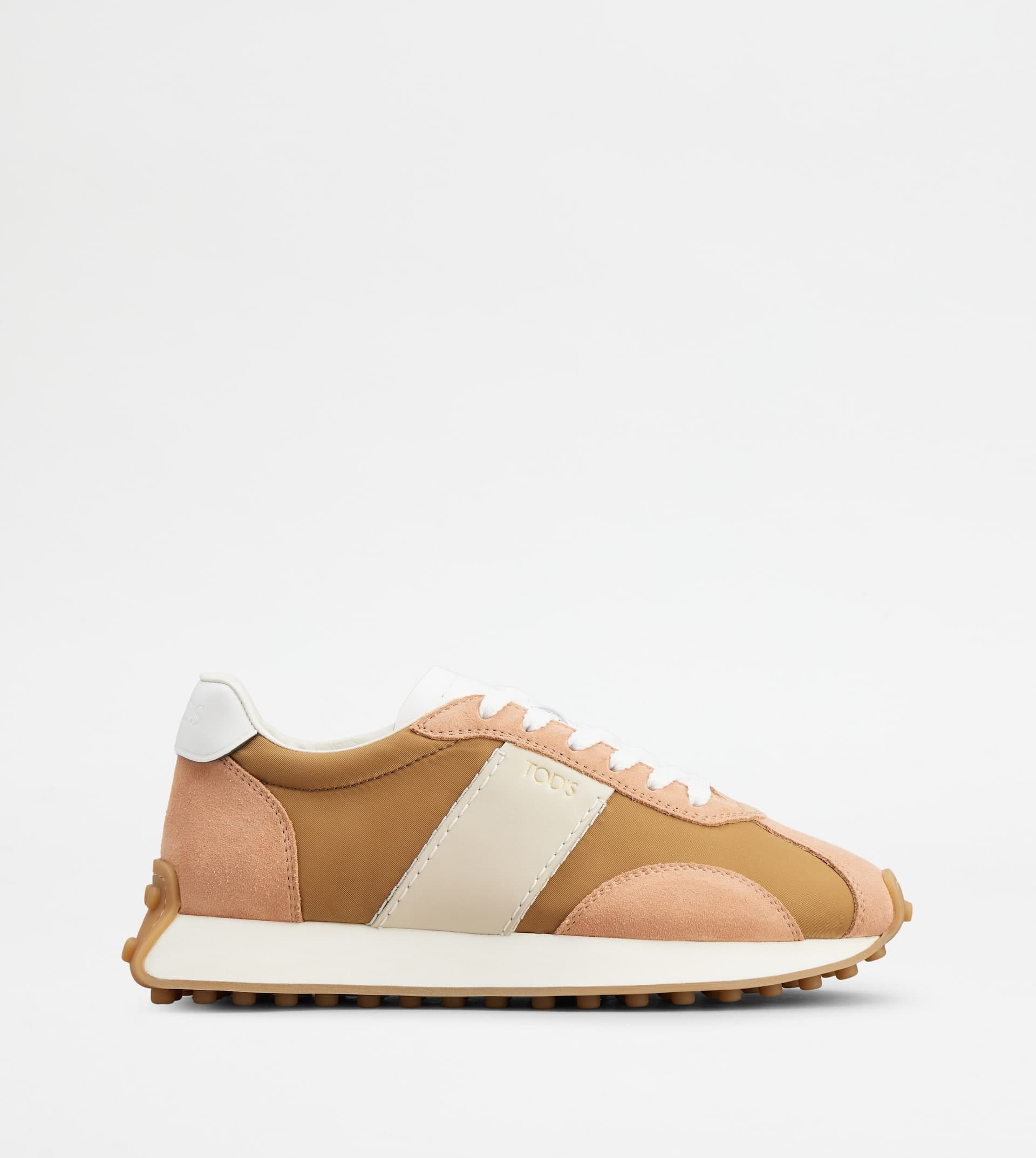 T Vintage Sneakers in Leather and Technical Fabric — Pink, Brown, Beige — XXW26L0IO30TNMYYK4
