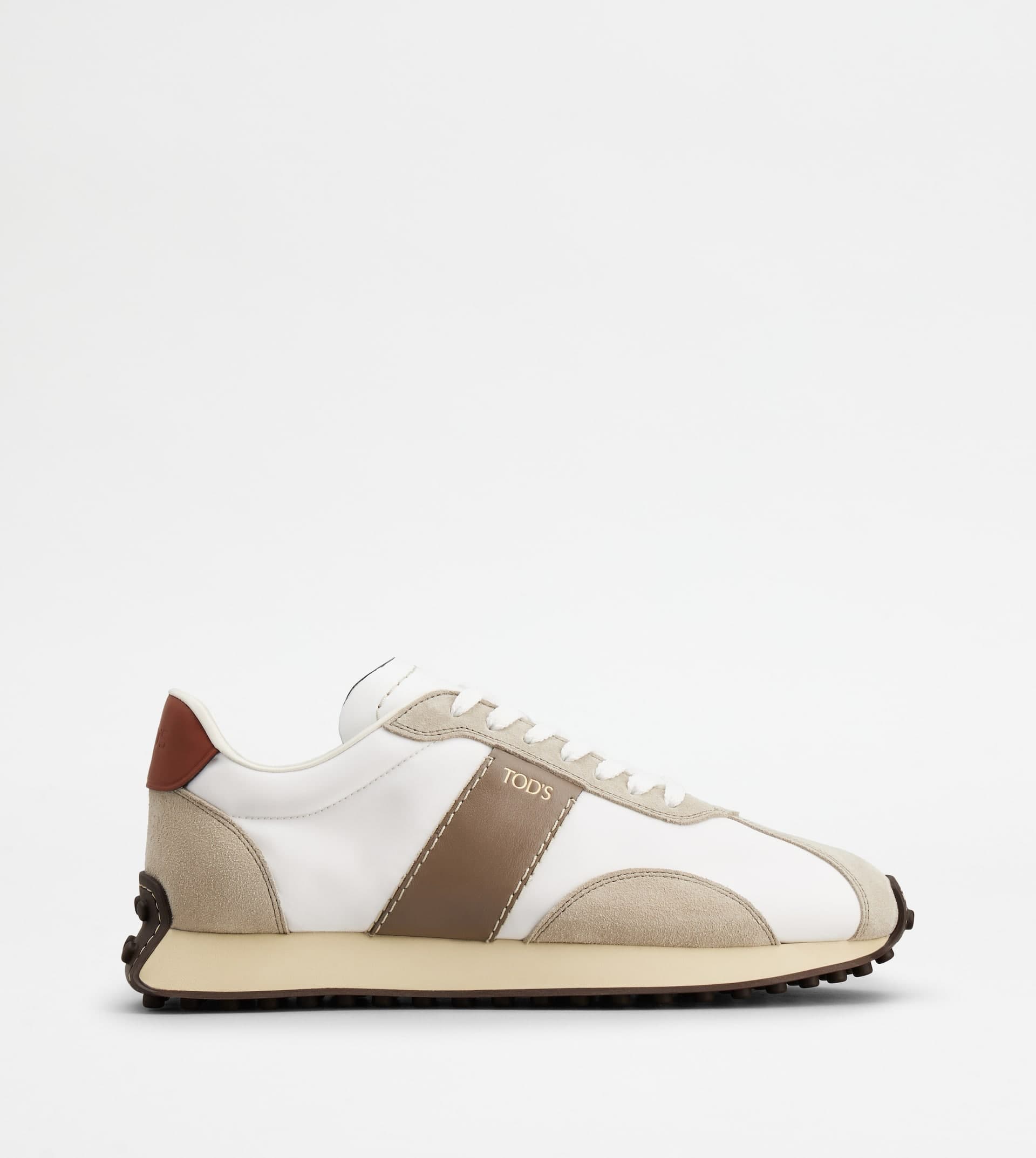 T Vintage Sneakers in Leather and Fabric — Beige, White, Brown — XXM26L0IK70TNK0EY1