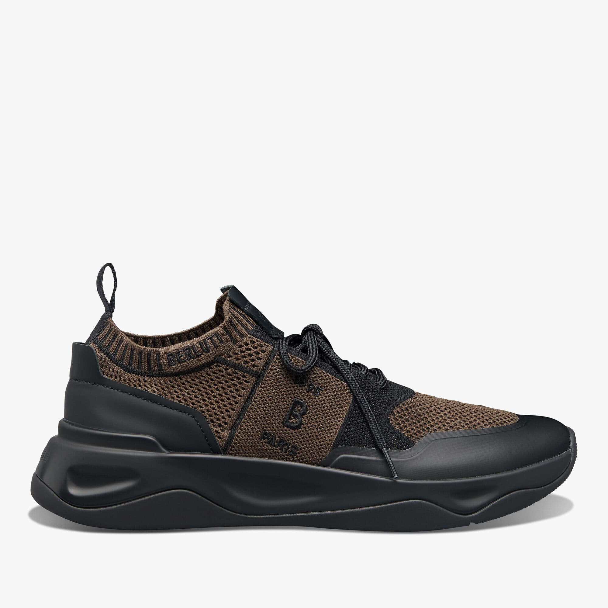 Shadow Rubber Coated Knit And Calf Leather Sneaker — S6380-ZE4
