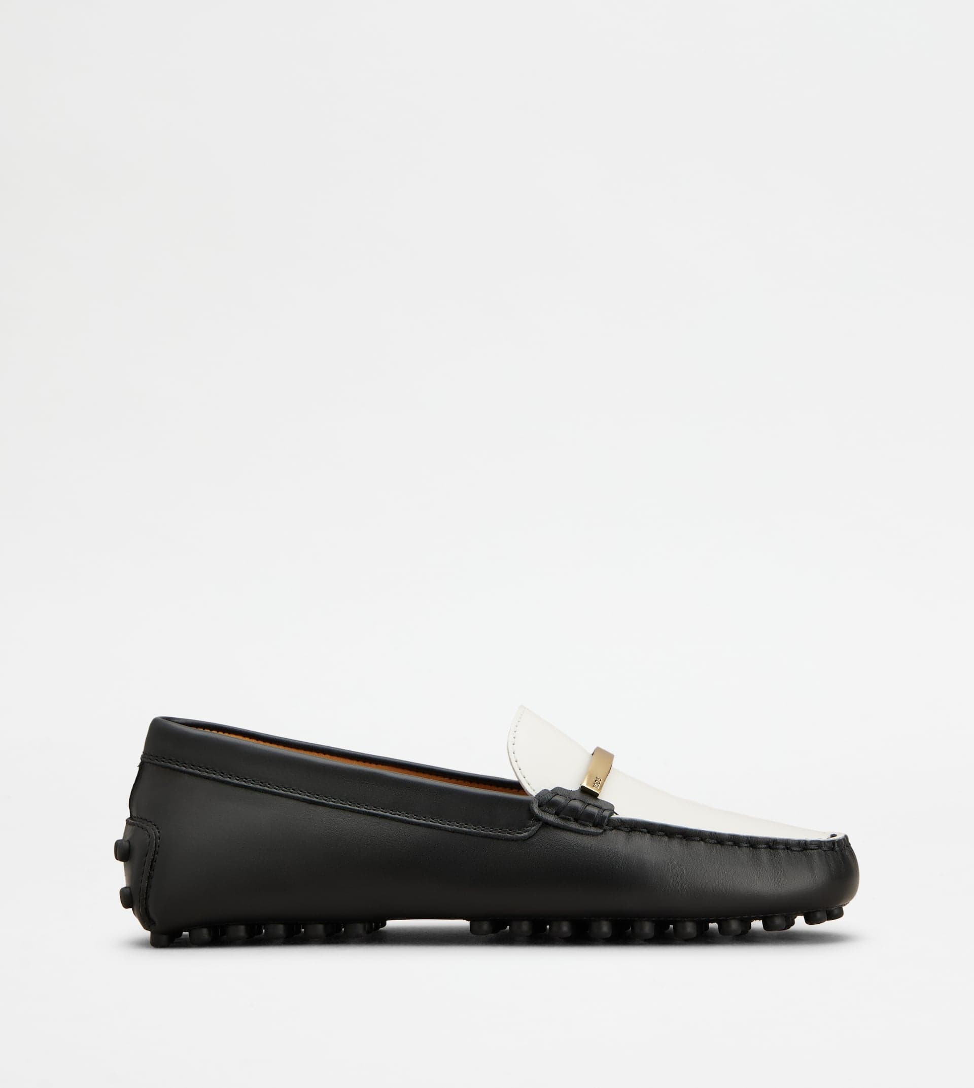 Gommino Driving Shoes in Leather — Black, White — XXW22L0IT90QR8042V