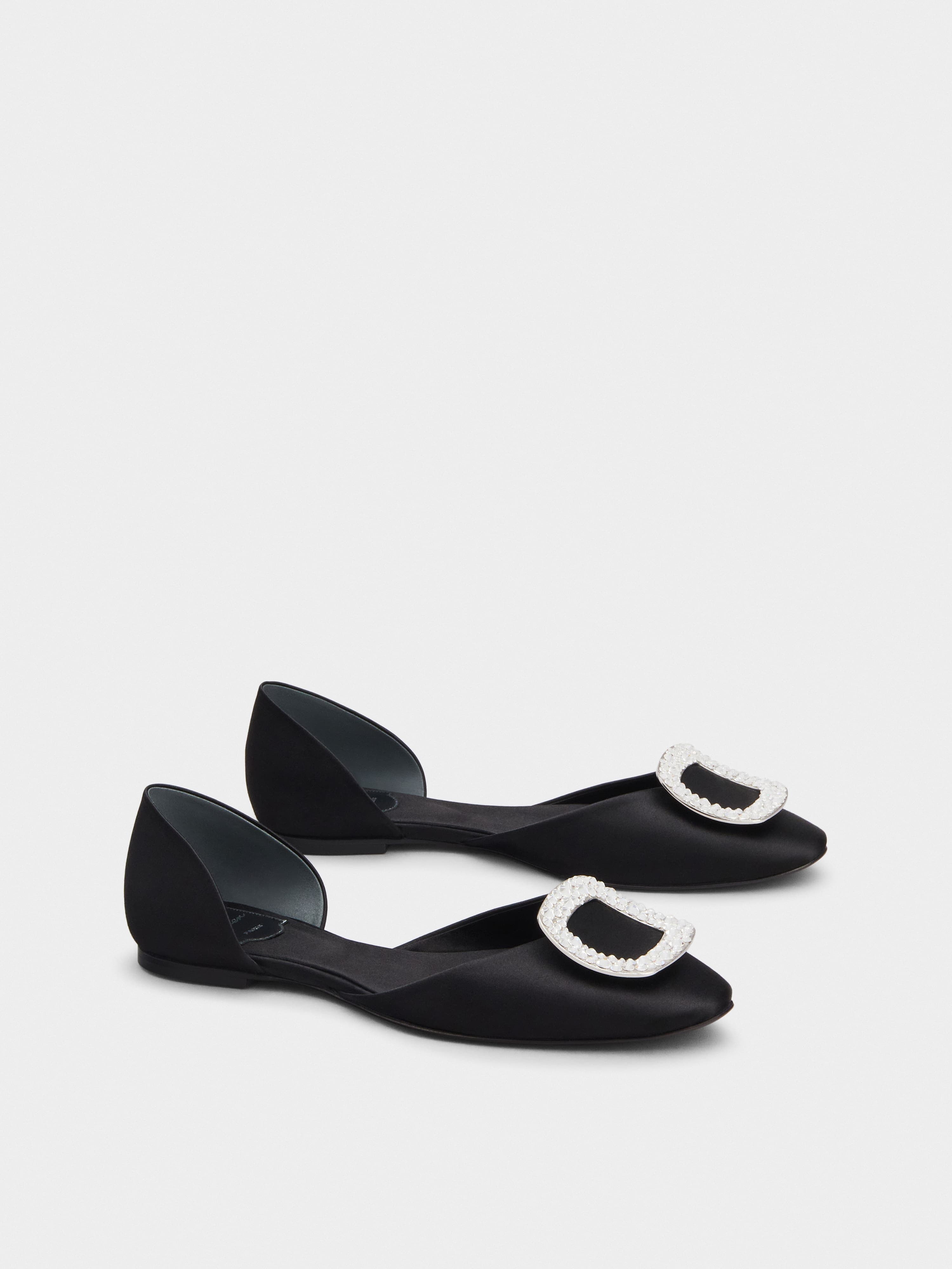 Chips Strass Buckle Ballerinas in Satin — RVW08807290RS0B999