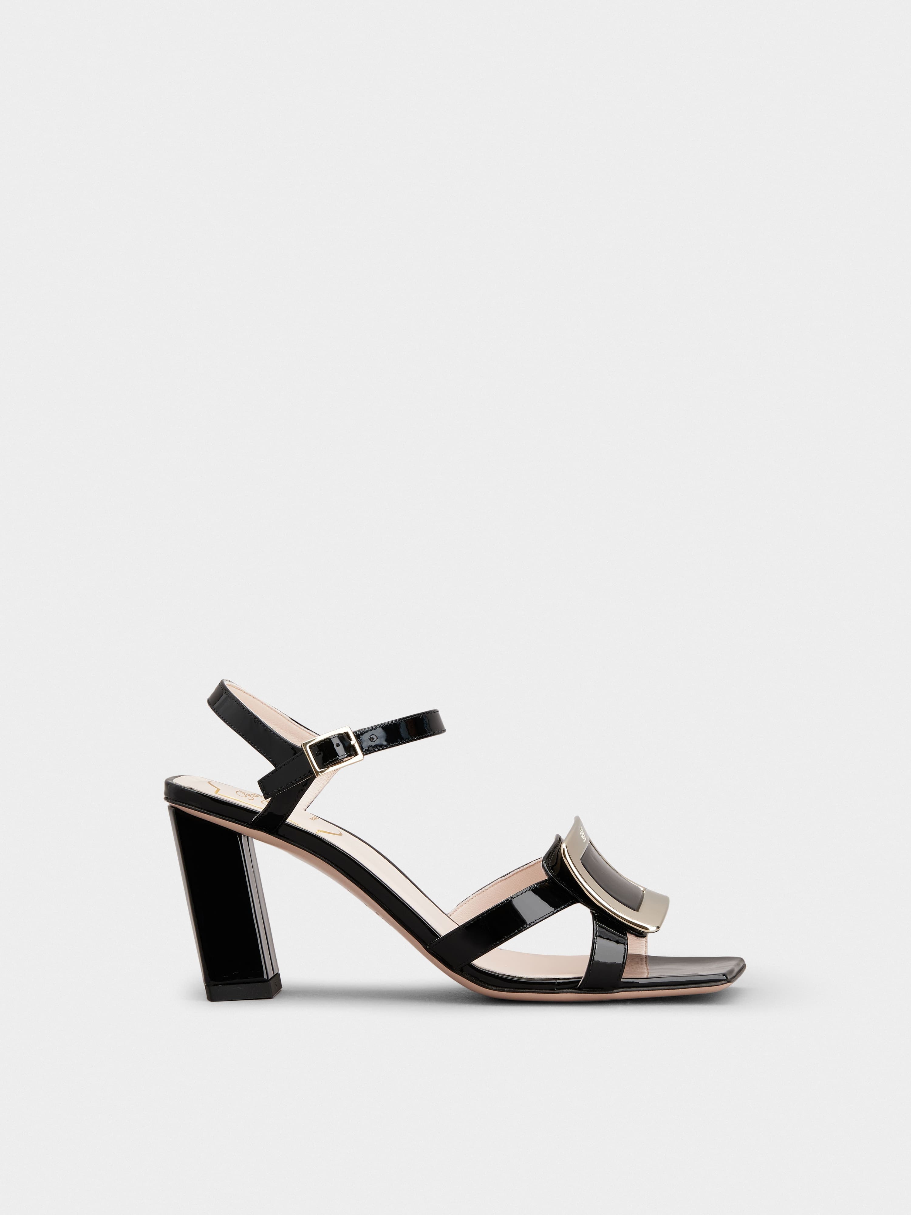 Belle Vivier Metal Buckle Sandals in Patent Leather — RVW69635150D1PB999
