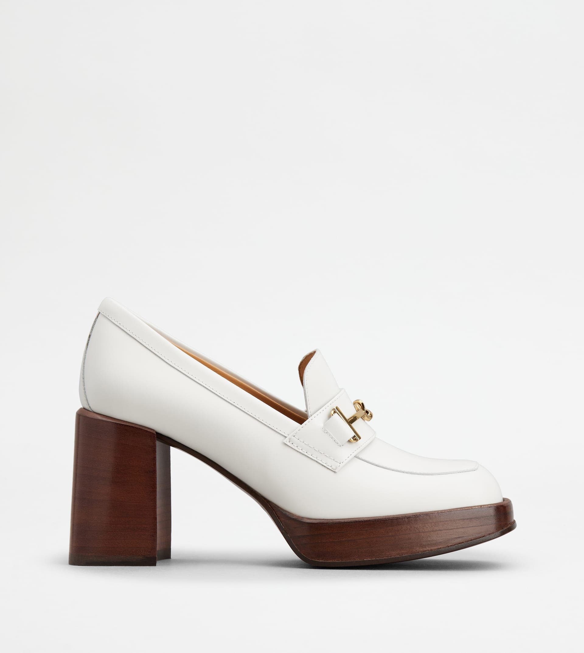 Heeled Loafers in Leather — White — XXW82K0HI30RXNB015