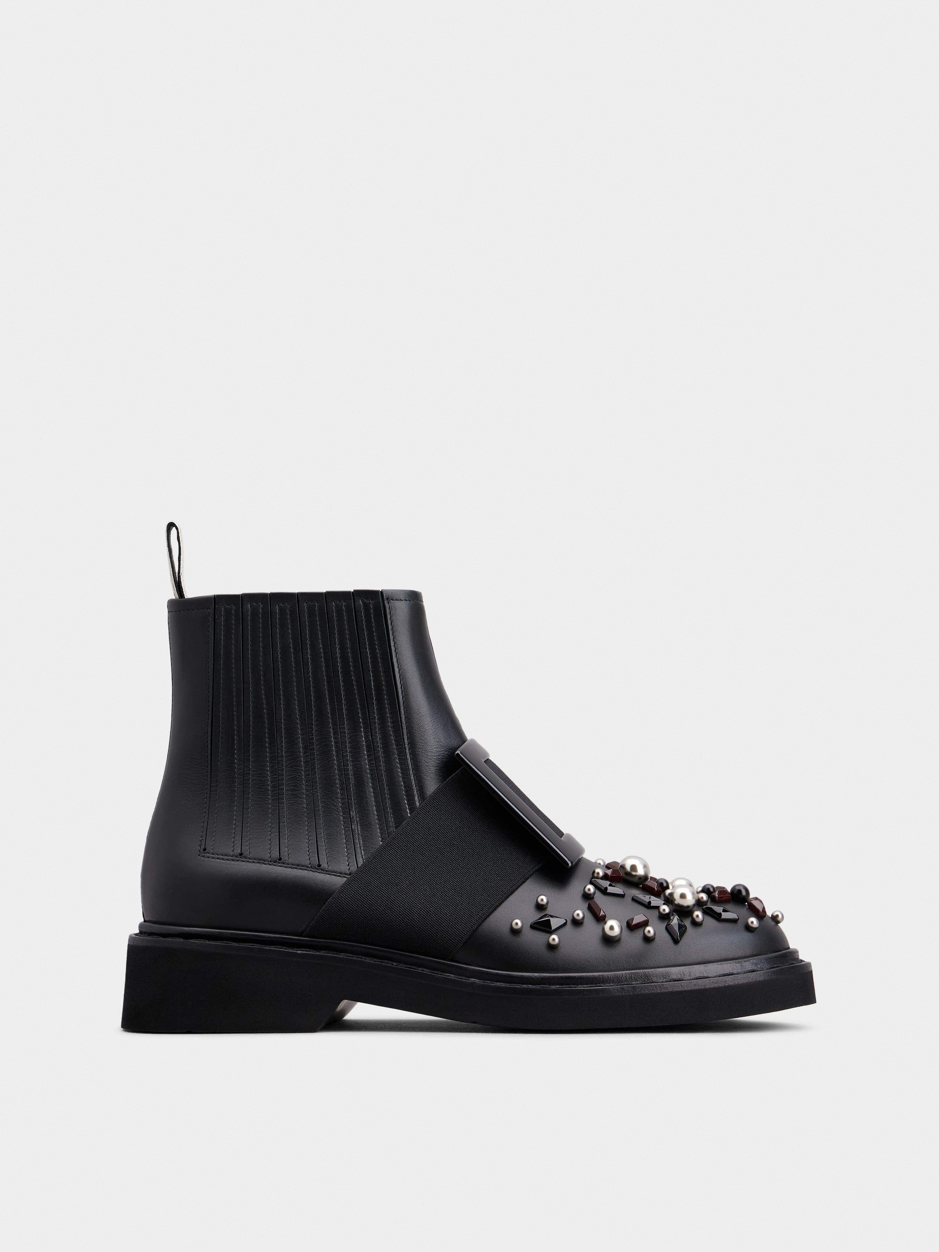 Viv' Rangers Studs Lacquered Buckle Chelsea Ankle Boots in Leather — RVW54837110SOAB999