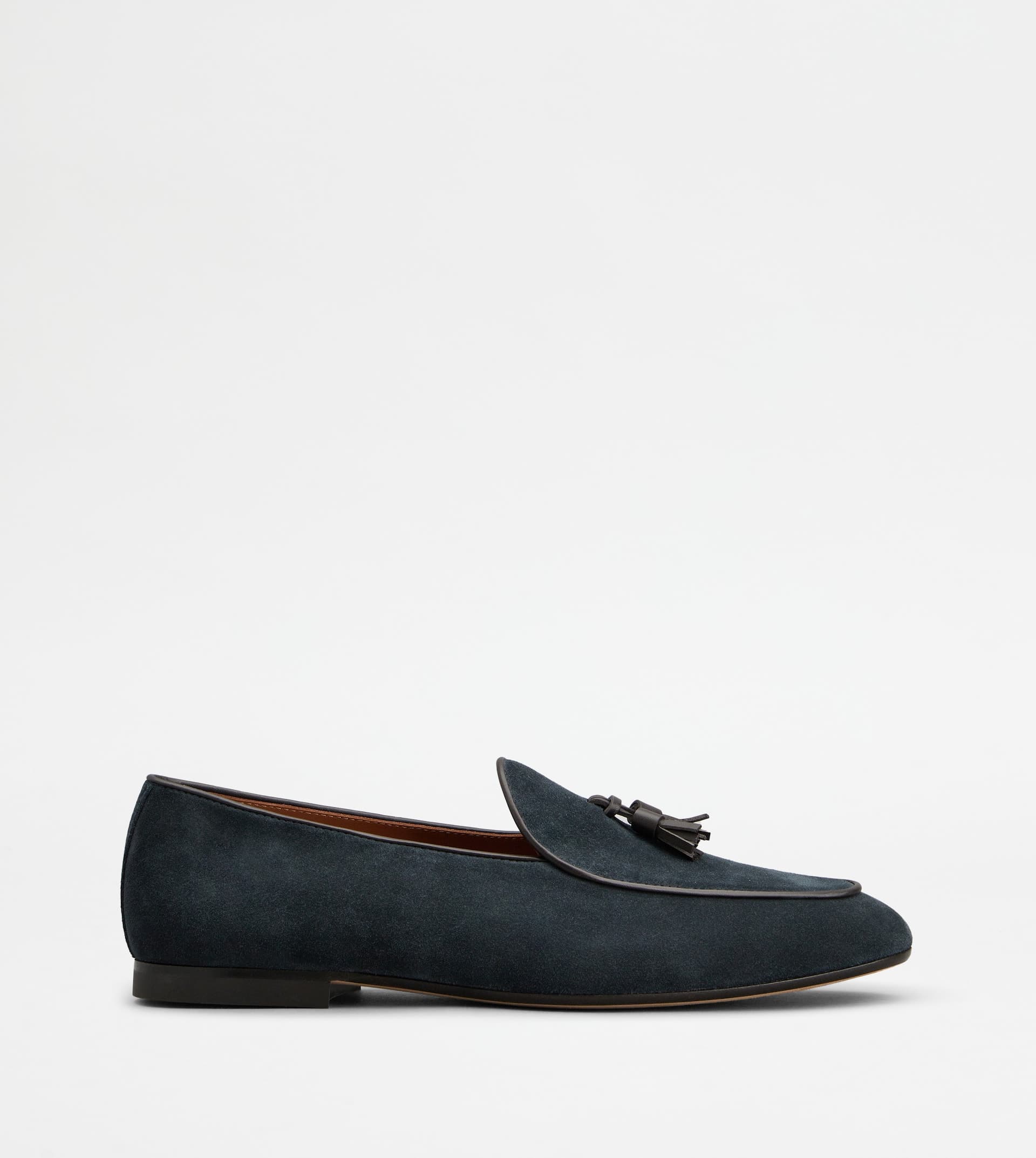Loafers with Tassels in Suede — Blue, Brown — XXM38K0HG10QG587G7