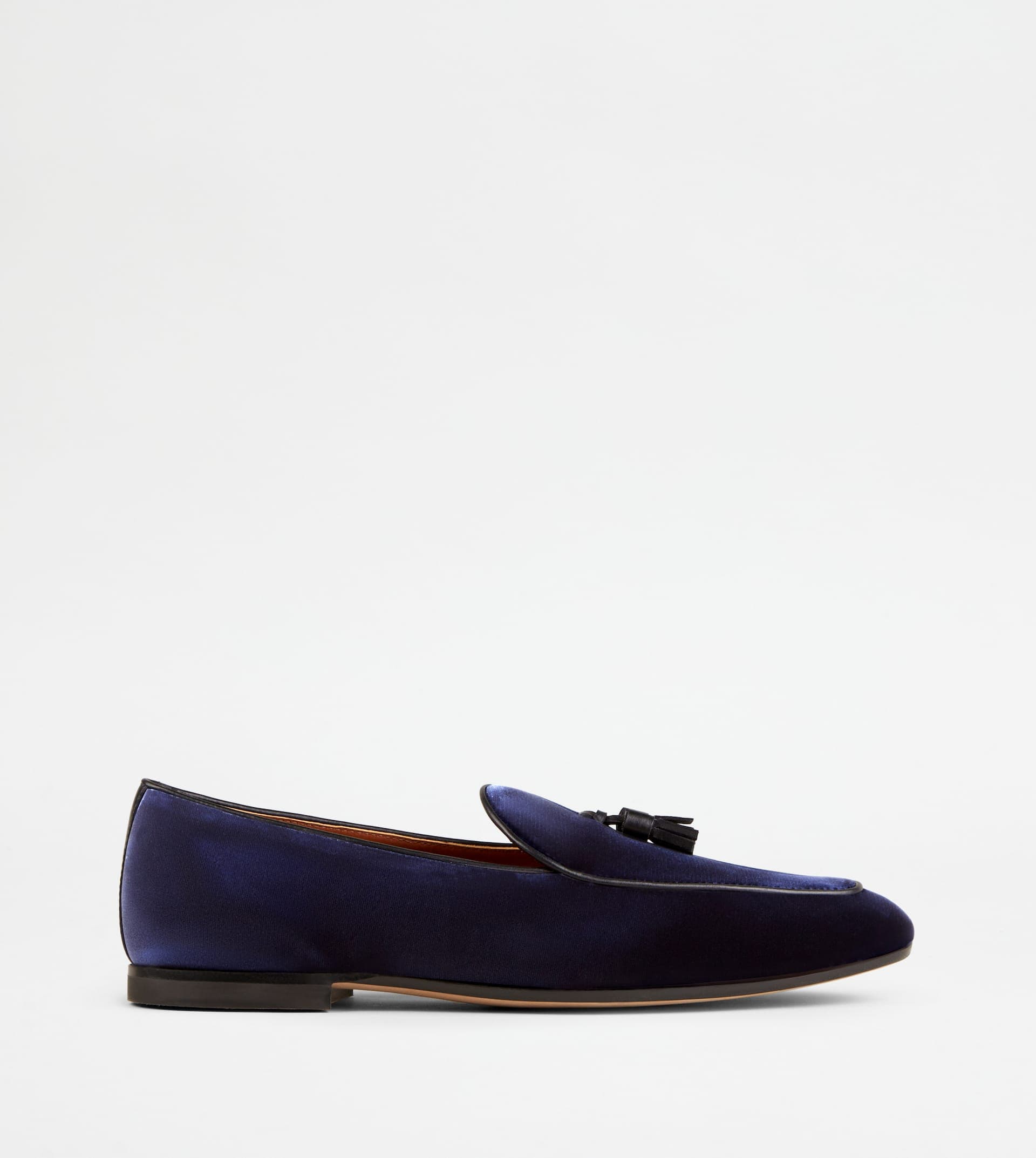 Loafers with Tassels in Velvet — Blue, Black — XXM38K0HG10I192940