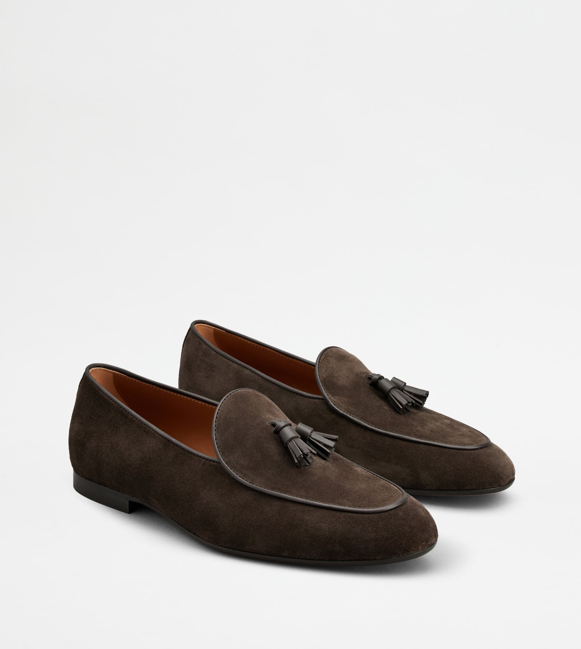 Loafers with Tassels in Suede — Brown — XXM38K0HG10QG5S800