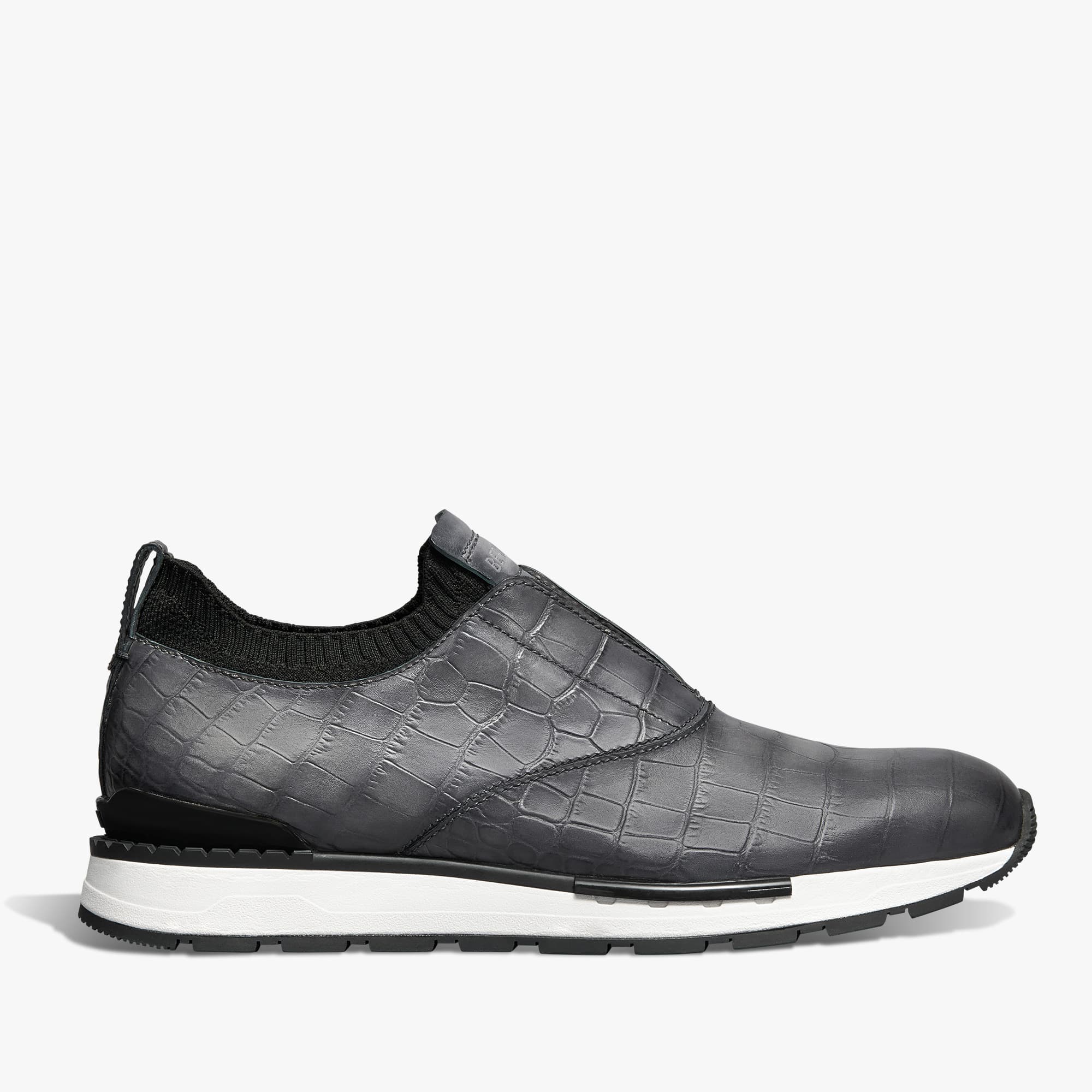 Fast Track Alligator Leather And Knit Slip-On Sneaker — S6255-N11