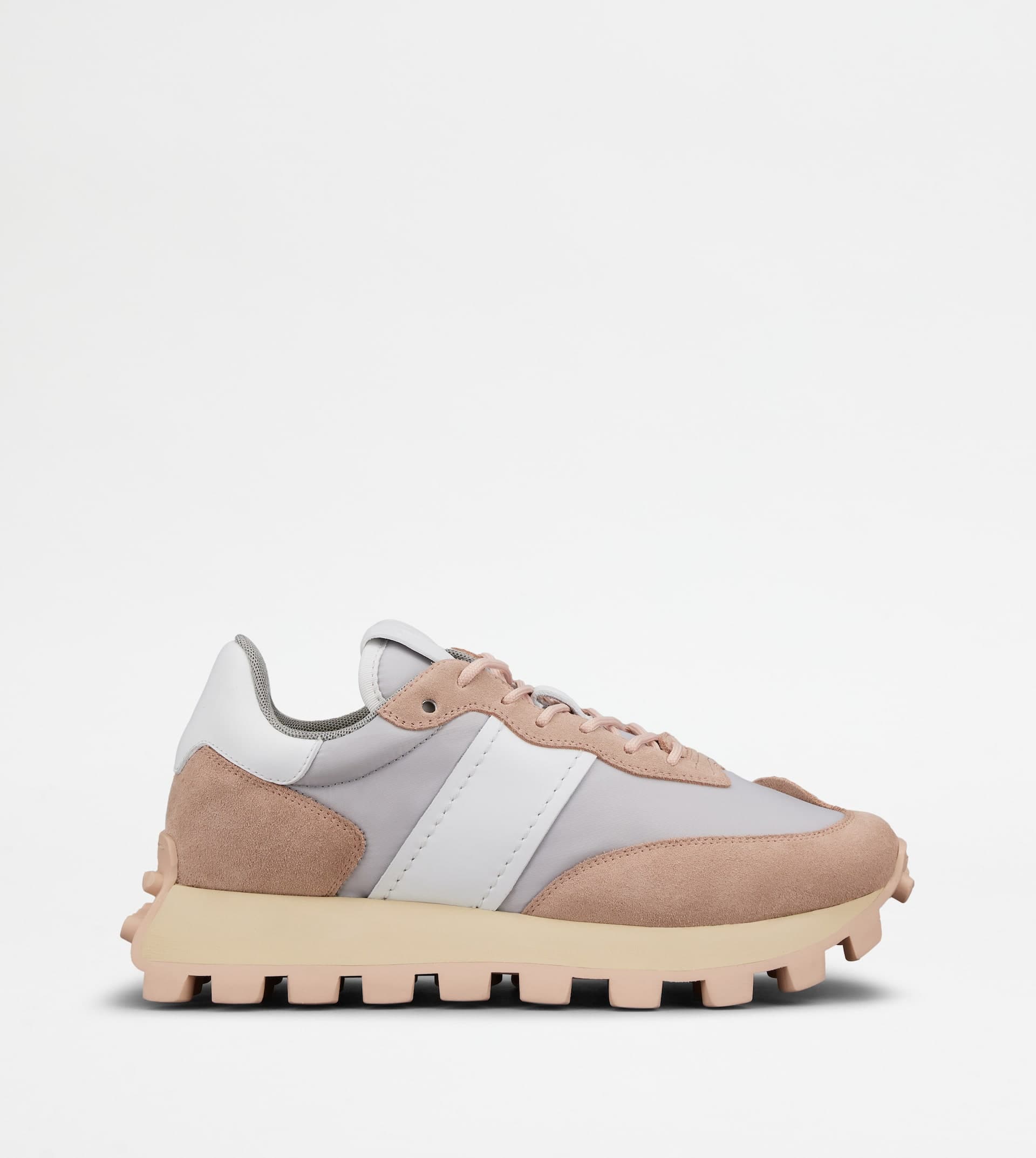 Sneakers Tod's 1T in Suede and Fabric — Grey, White, Beige — XXW25K0FL90PQ4GFWB