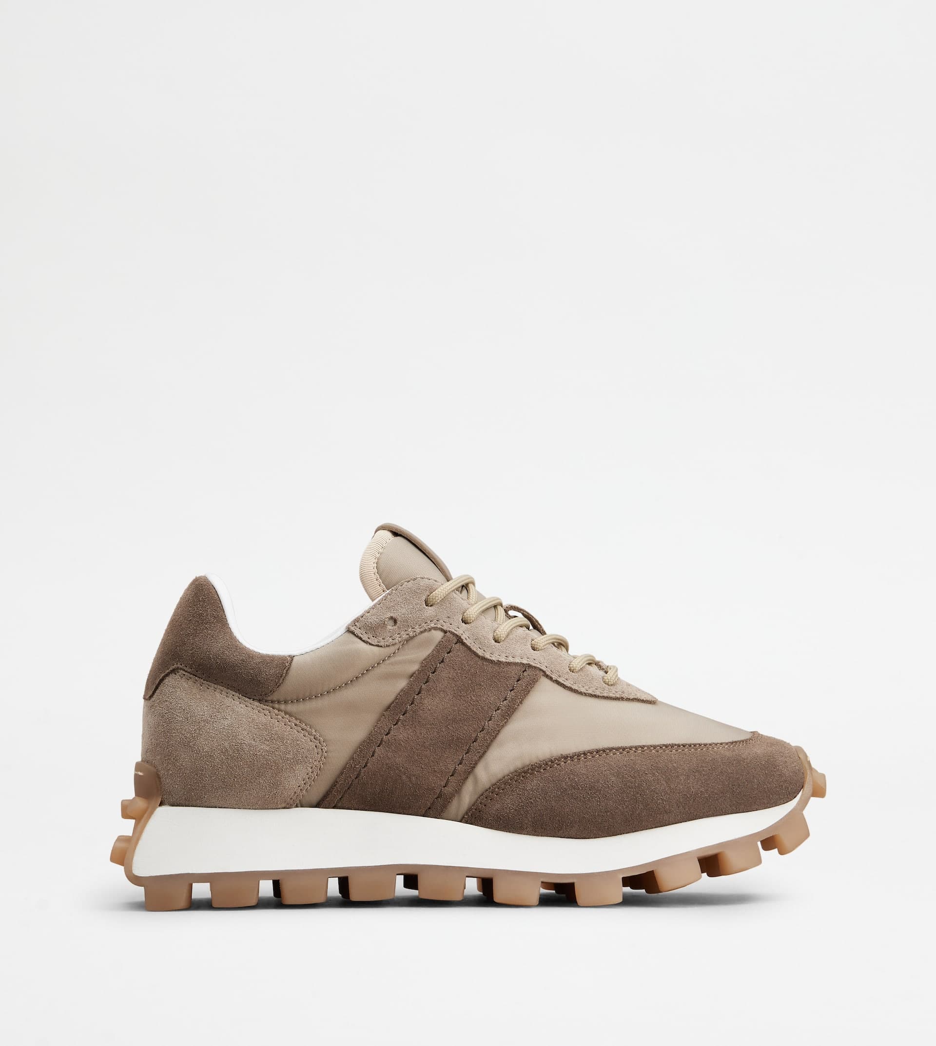 Sneakers Tod's 1T in Suede and Fabric — Brown, Beige — XXW25K0FL90QDXTWEY