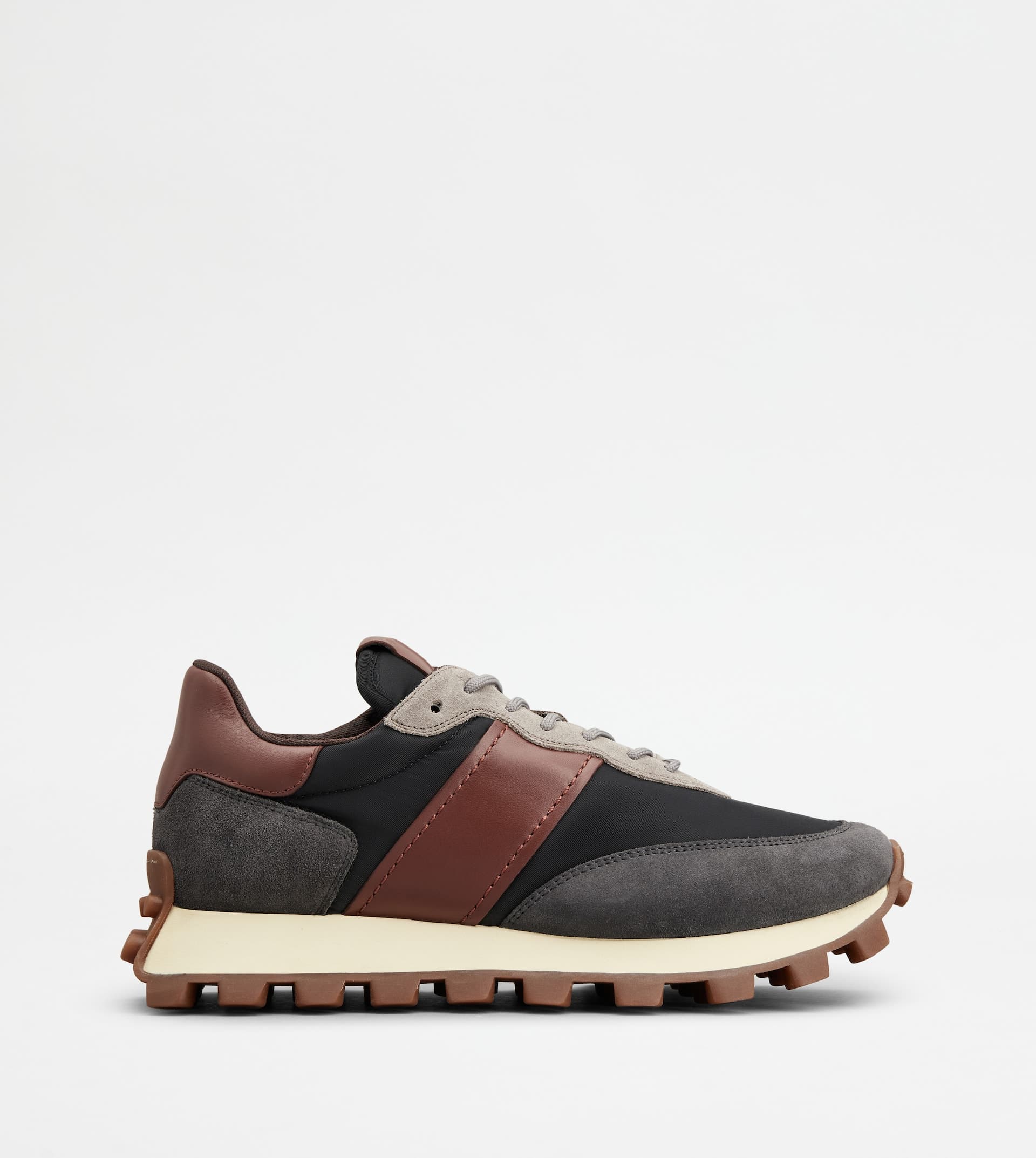 Sneakers Tod's 1T in Suede and Fabric — Grey, Brown — XXM25K0FL90SQ4SX69