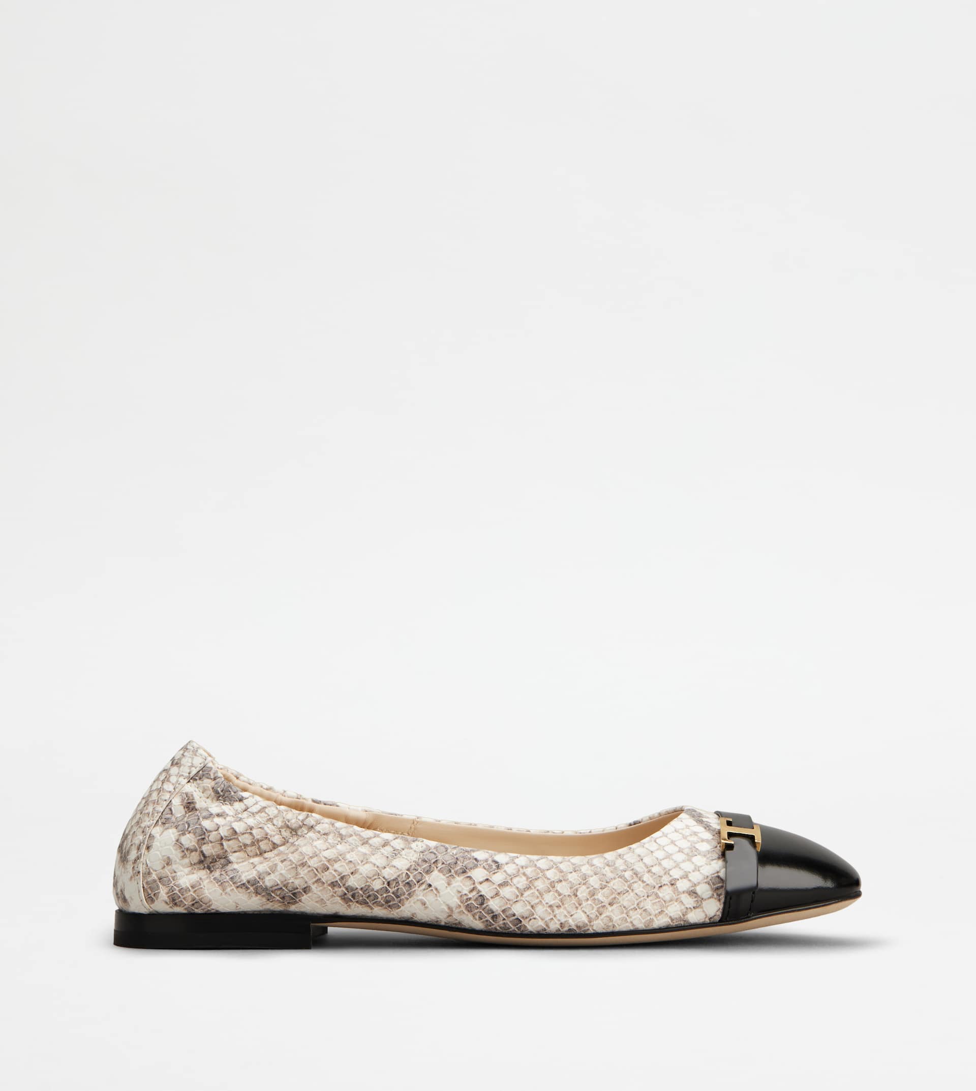Ballerinas in Leather — Grey, Black, Off white — XXW94K0HZ30T89GKKE