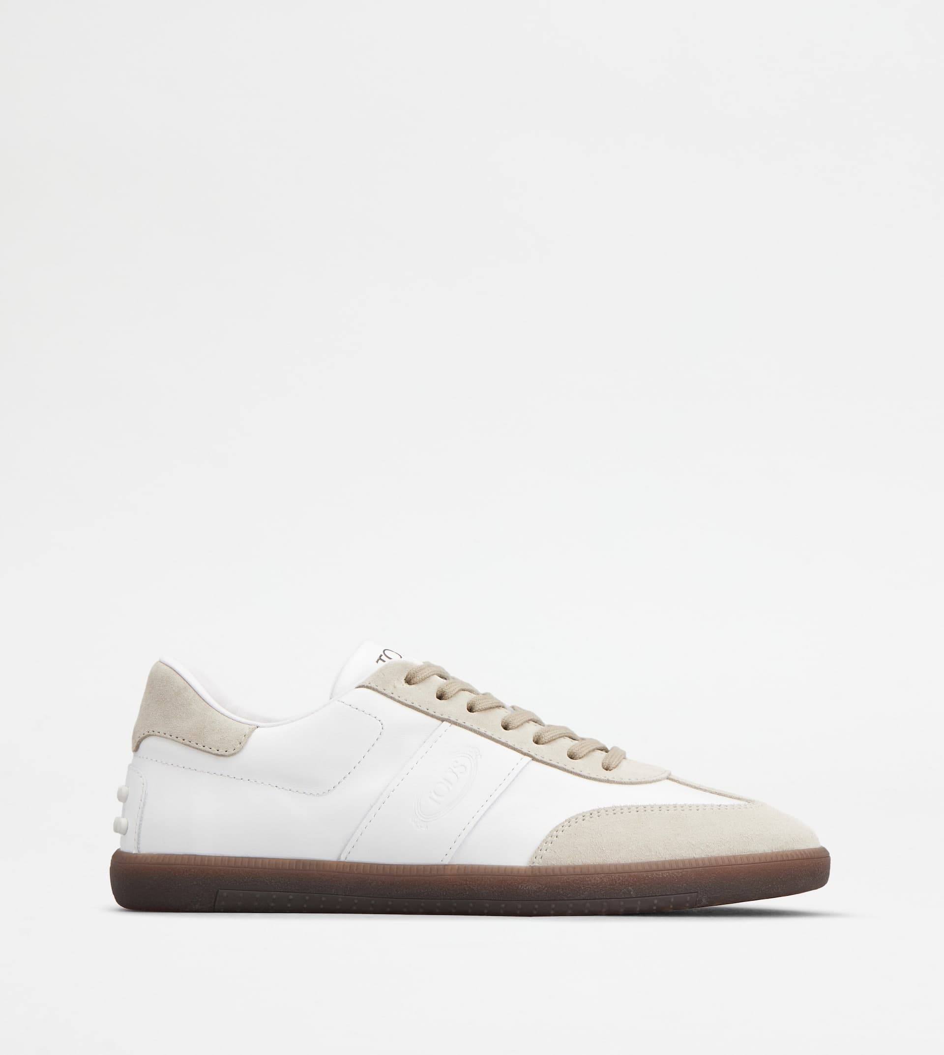 Tabs Sneakers in Smooth Leather and Suede — Beige, White — XXM68C0GC50BKB45RK