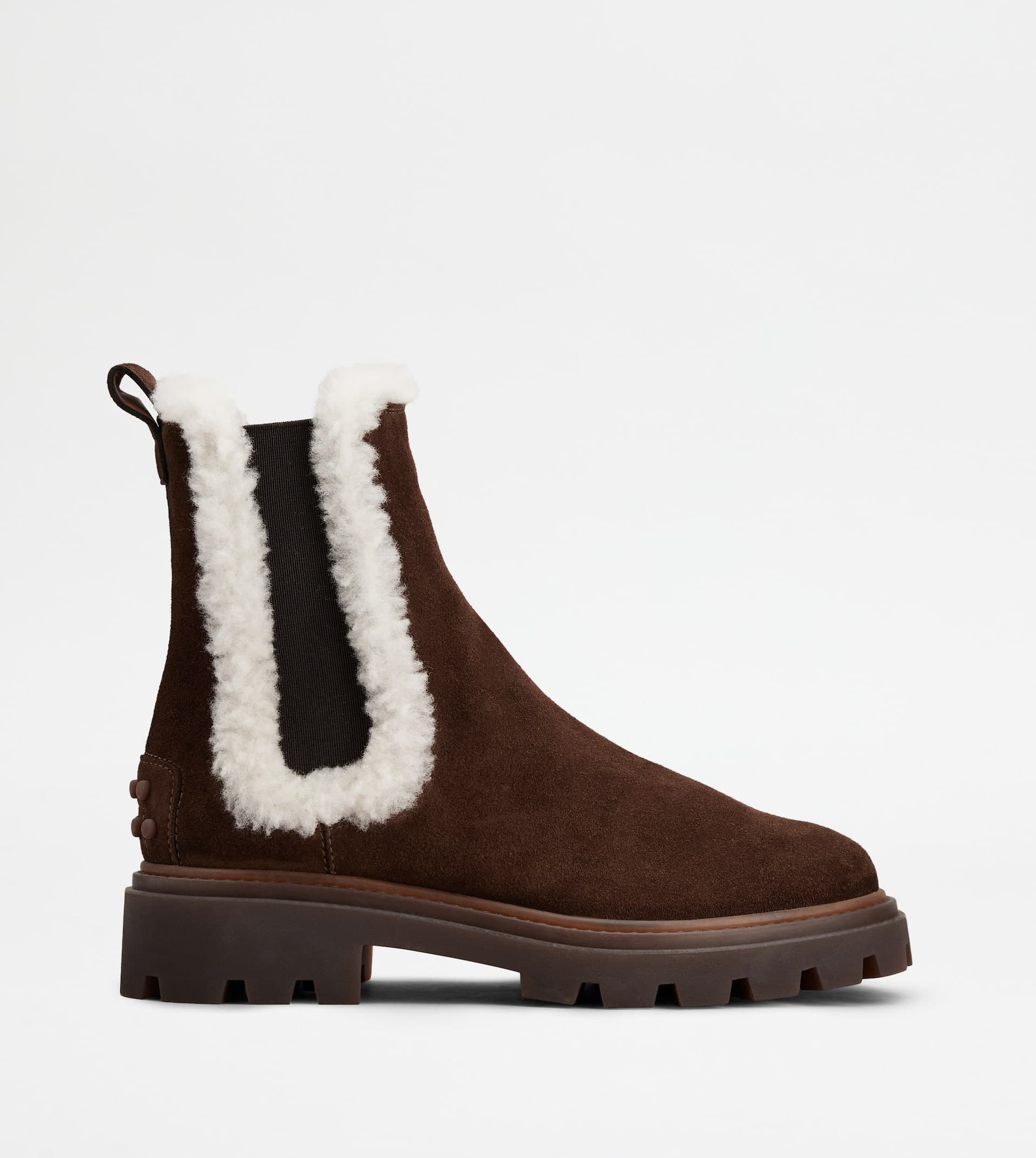 Chelsea Boots in Suede and Sheepskin — Brown — XXW08J0GJ90RE0S611