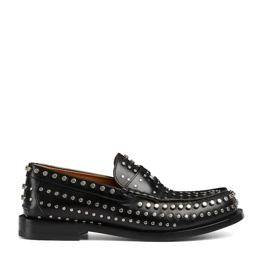 Men's loafer with removable detail — black leather — 831277AAE201052