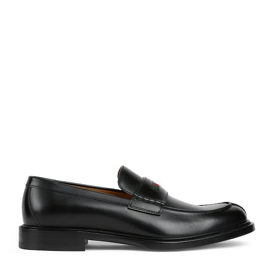 Men's loafer with Web — black leather — 838136AAEYD1060