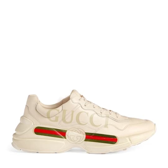 Men's Rhyton sneaker with Gucci logo — ivory leather — 500877DRW009522