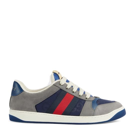 Men's Screener sneaker with Web — grey suede — 576223FAA3T4551
