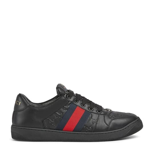 Men's Screener sneaker — black leather — 798785AADU01074