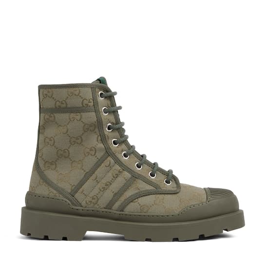 Men's lug-sole boot — dark green GG canvas — 847717FAD7I3359
