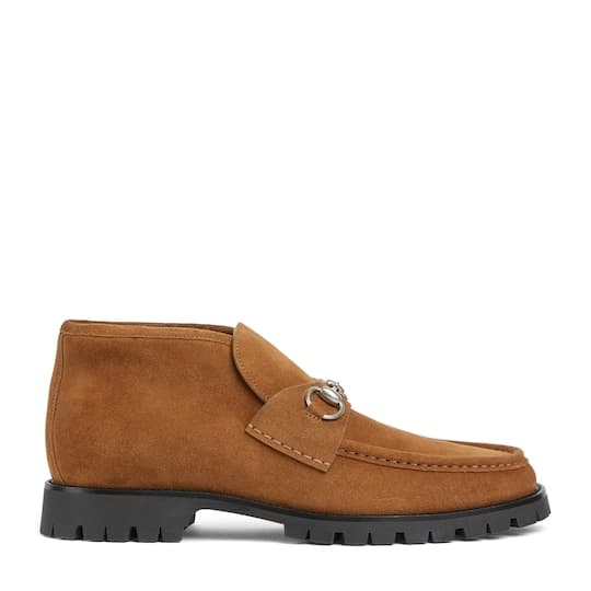 Men's ankle boot with Horsebit — brown suede — 8010570PV002835