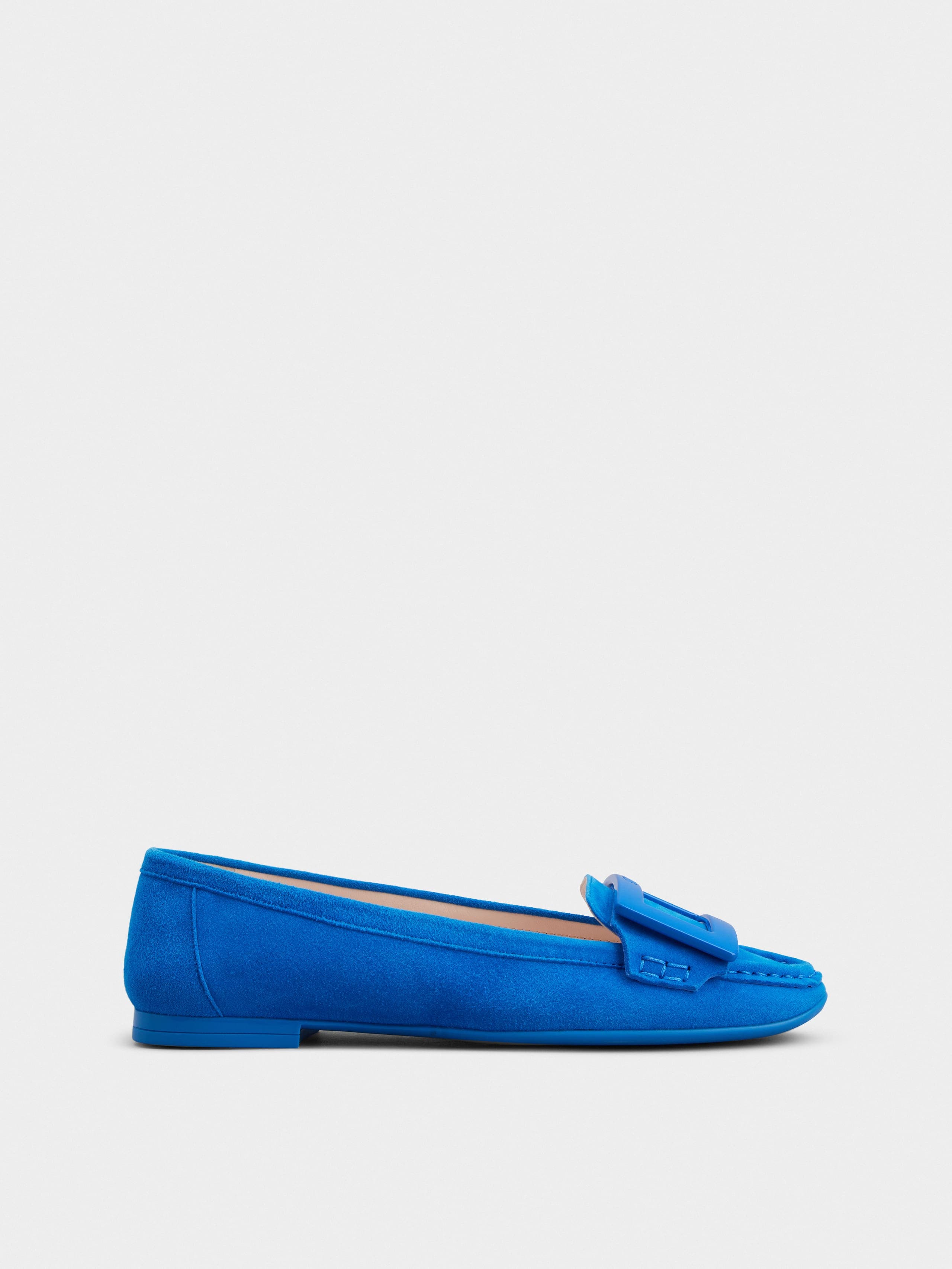 Lacquered Buckle Loafers in Suede — RVW66833090HR0U425