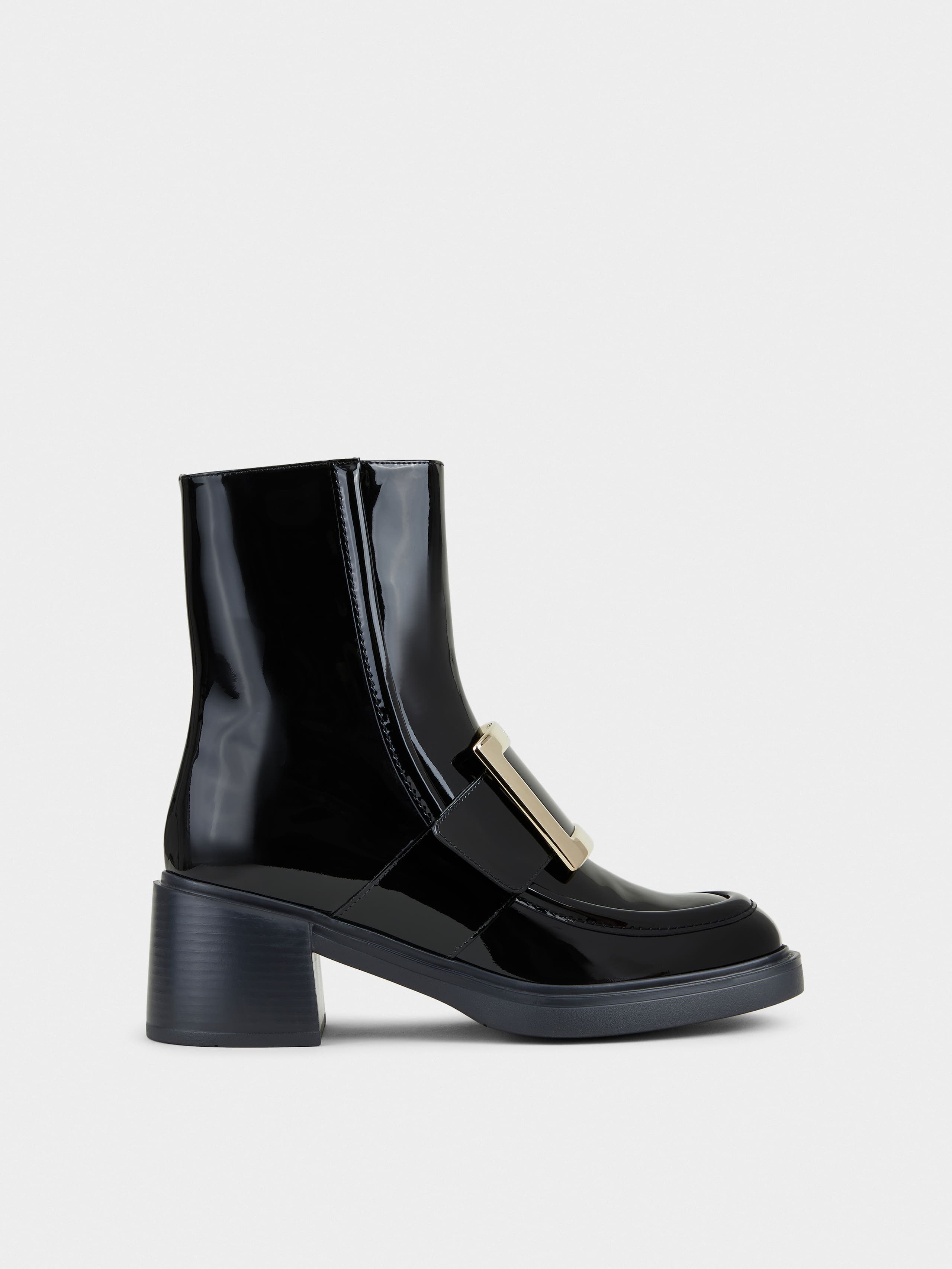 Viv' Rangers Metal Buckle Ankle Boots in Patent Leather — RVW59829350D1PB999