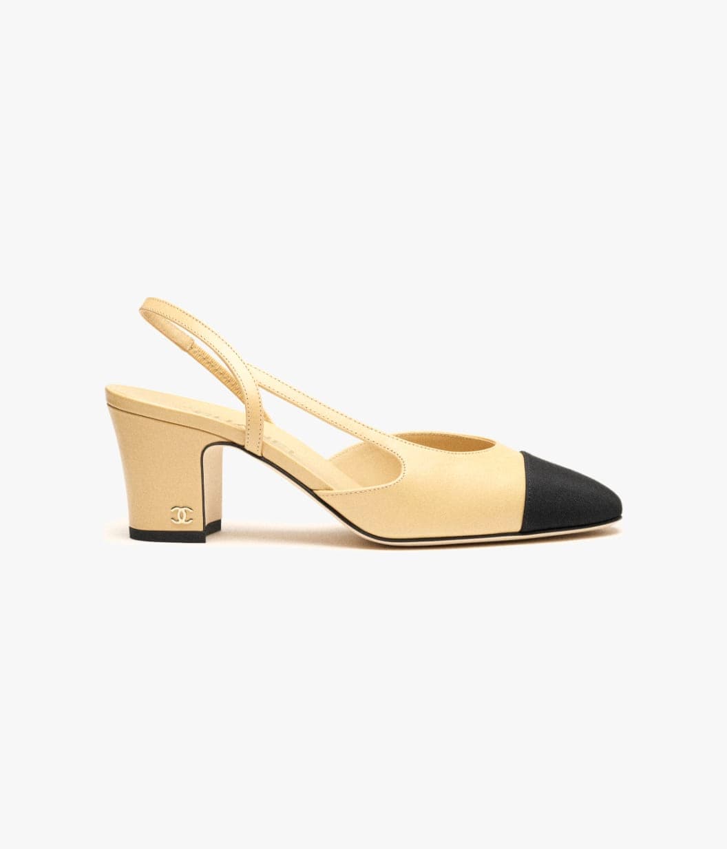 Slingbacks — Goatskin & grosgrain, beige & black — G31318Y50006C8378