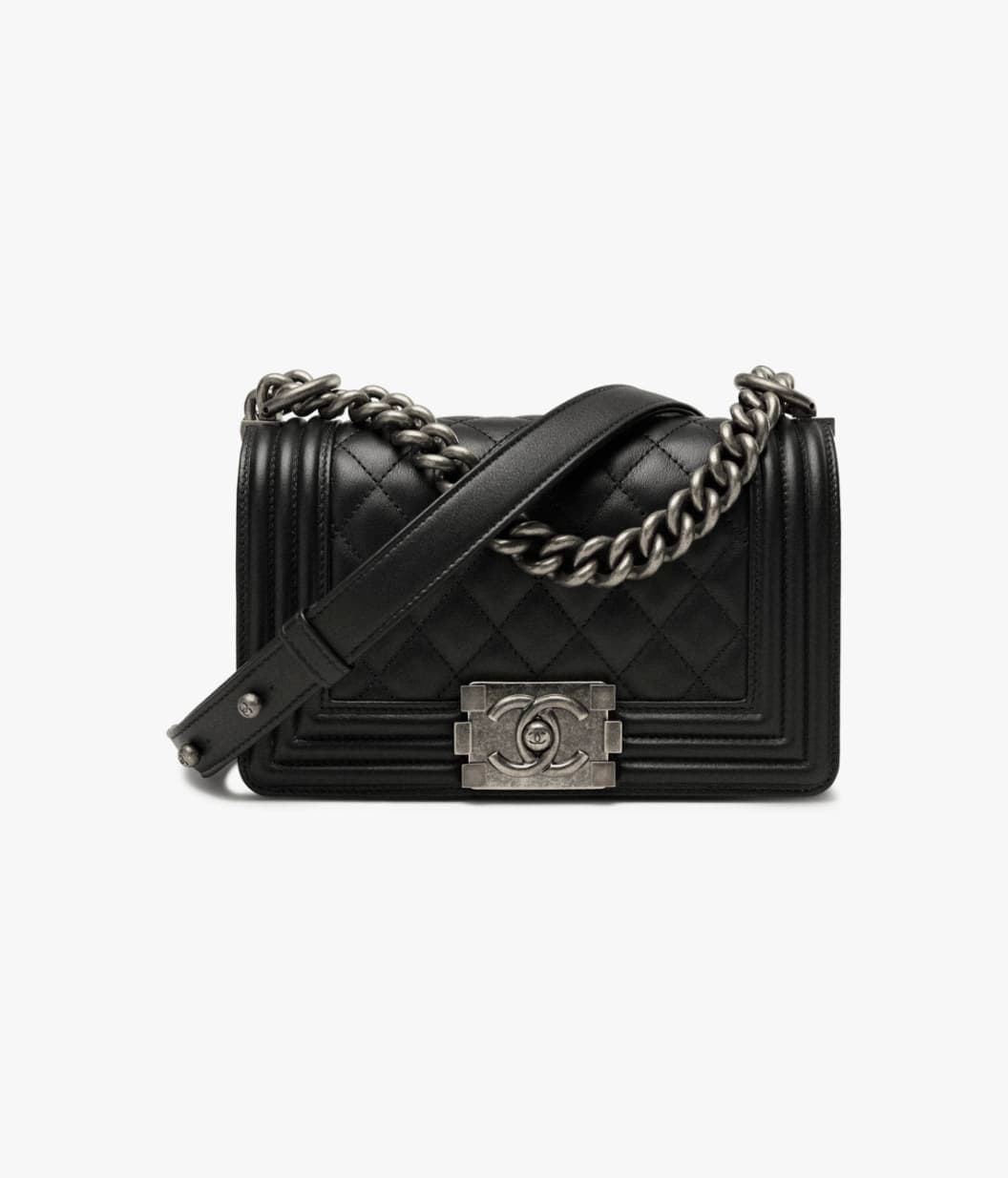 Small Boy Chanel handbag, Calfskin & ruthenium-finish metal, black — A67085Y0995394305