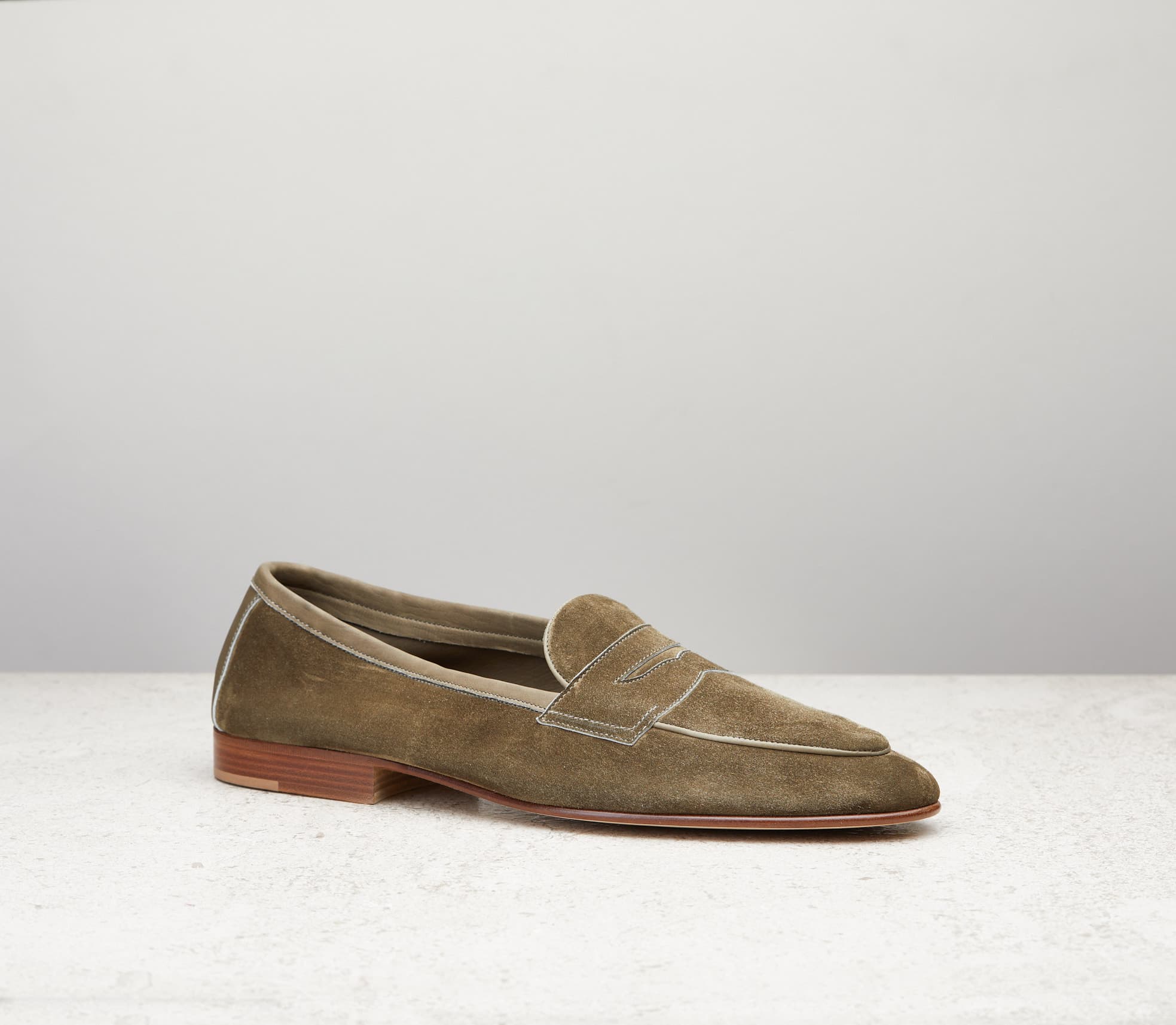 Polperro — army green baby calf suede, 389 last — Polperro_389_Army-Green-BCS